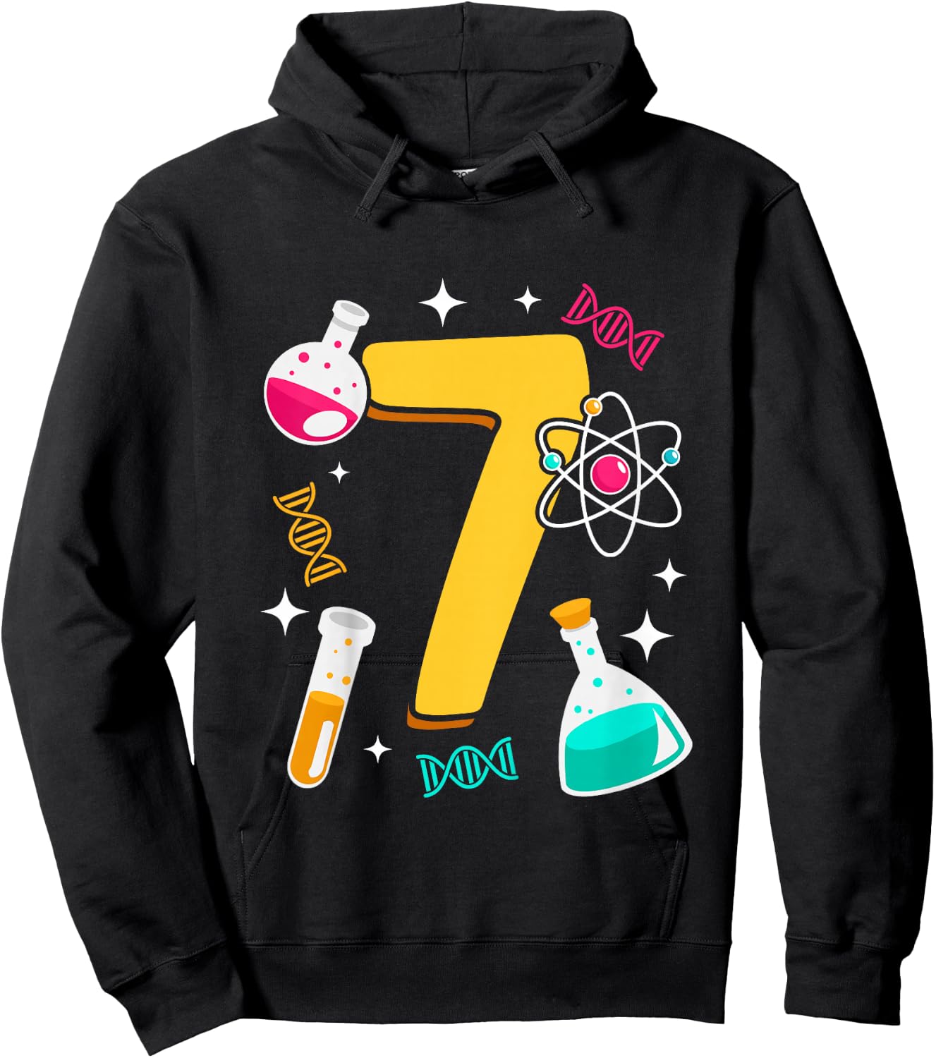 7th Birthday Science Themend Nerd Test Tube Scientist Hoodie - Hoodie | Black