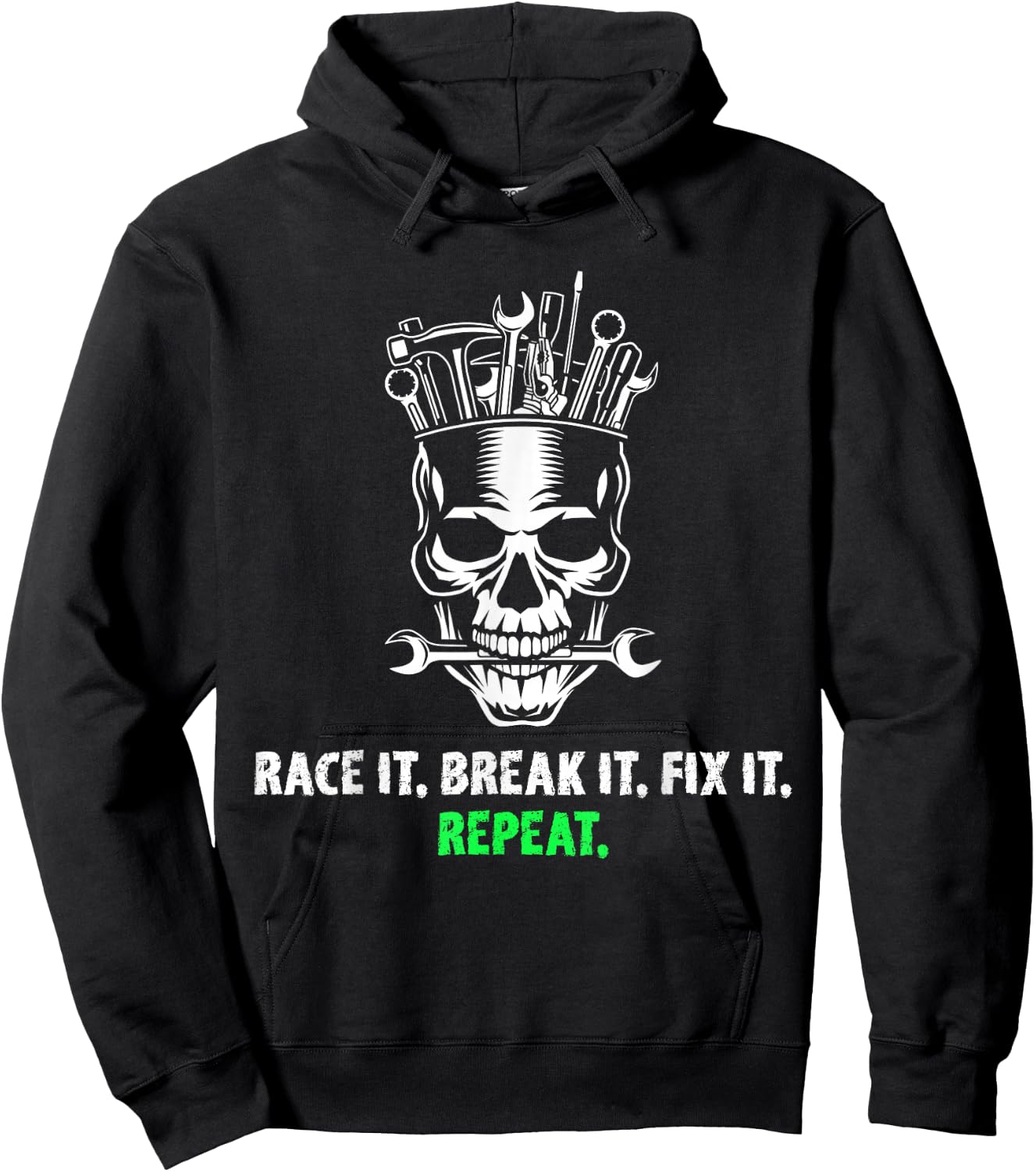 Race It Break It Fix It Repeat Drag Racing Vintage Text Hoodie - Hoodie | Black