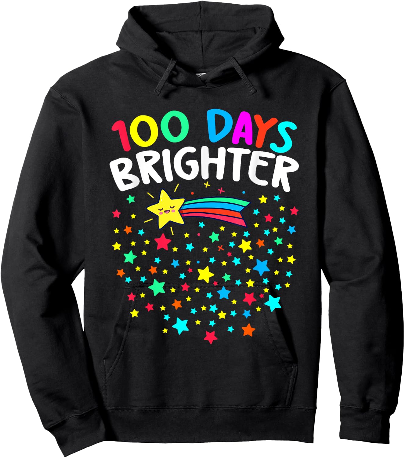 100 Days Brighter Happy 100 Days Of School Teachers Kids Hoodie - Hoodie | Black