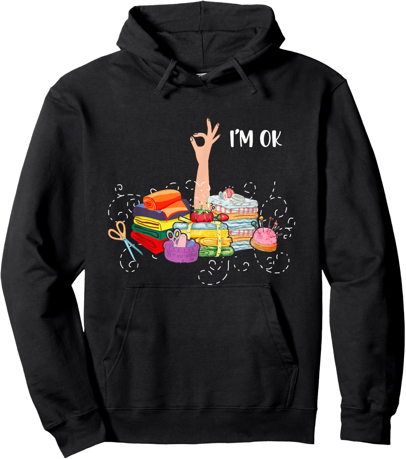 I'm ok fabric quilting Hoodie - Hoodie | Black