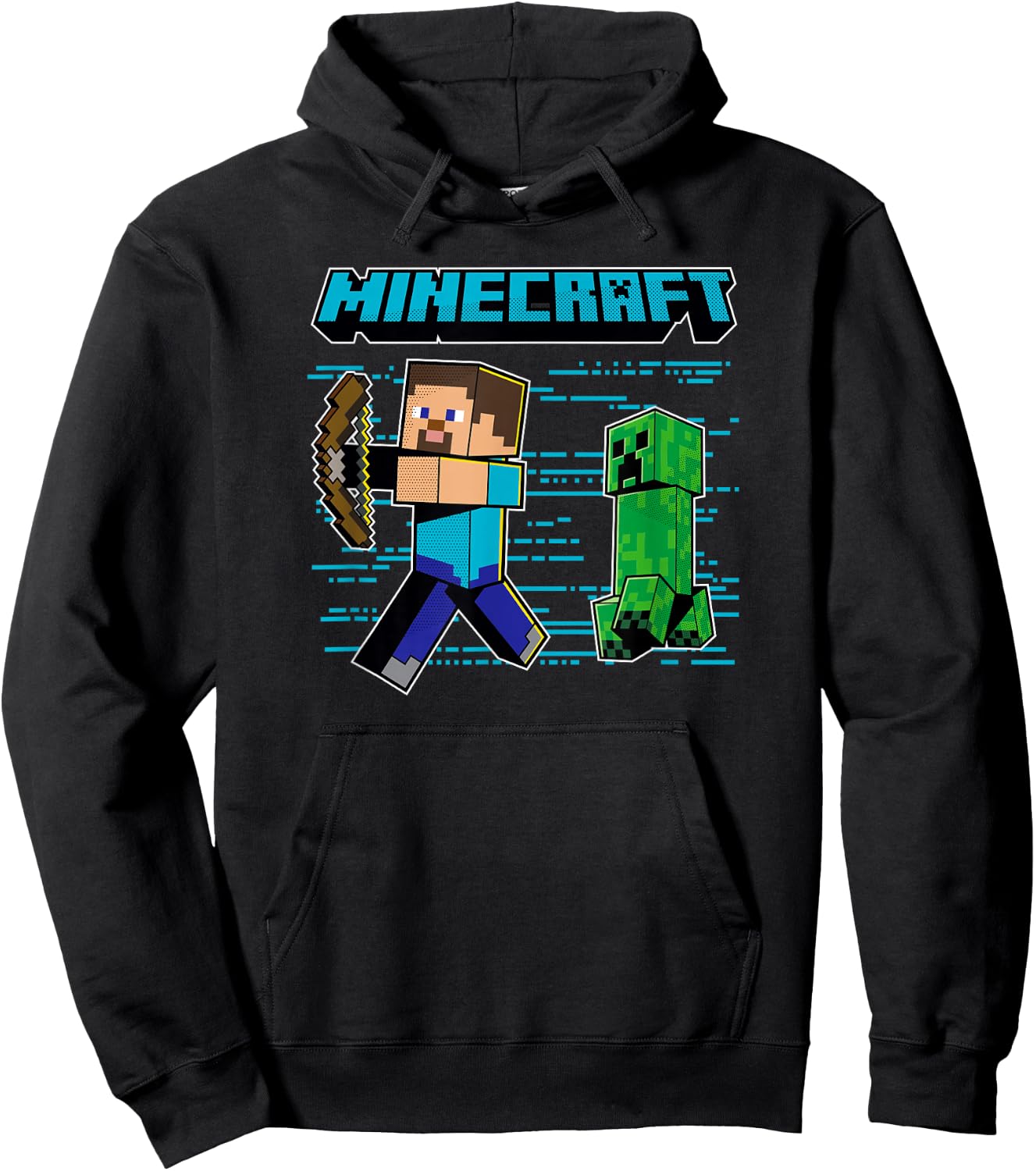 Minecraft Steve & Creeper Run Run Run Hoodie - Hoodie | Black
