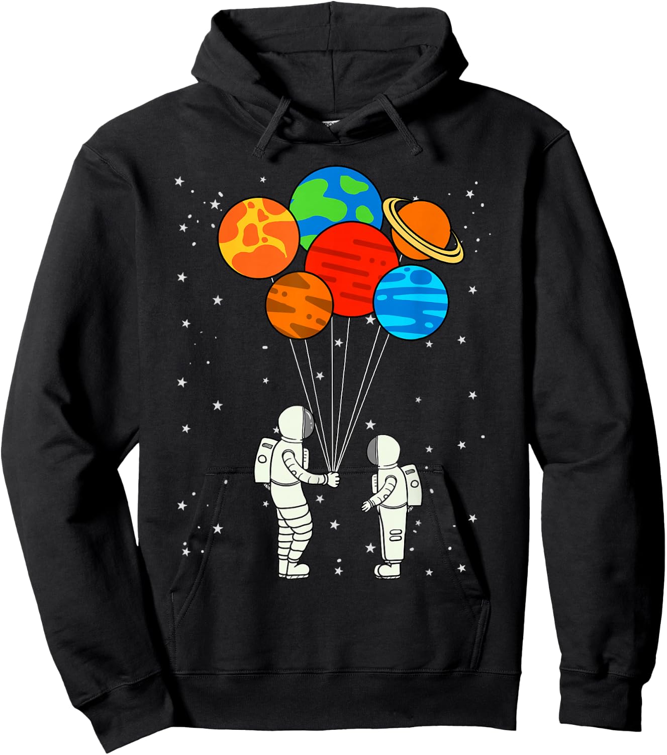 Planet Balloons Astronaut Planets Galaxy Outer Space Hoodie - Hoodie | Black