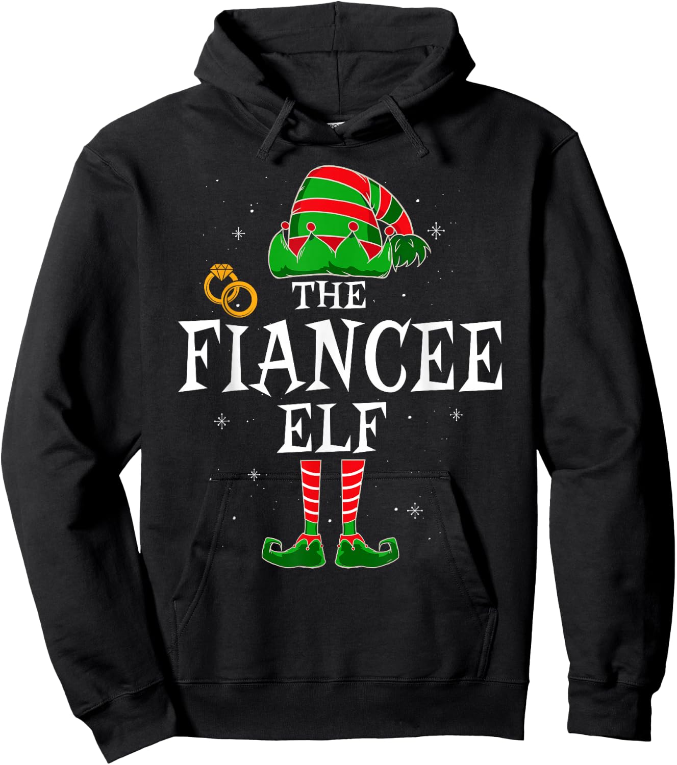 The Fiancee Elf Family Matching Fiance Christmas Hoodie - Hoodie | Black