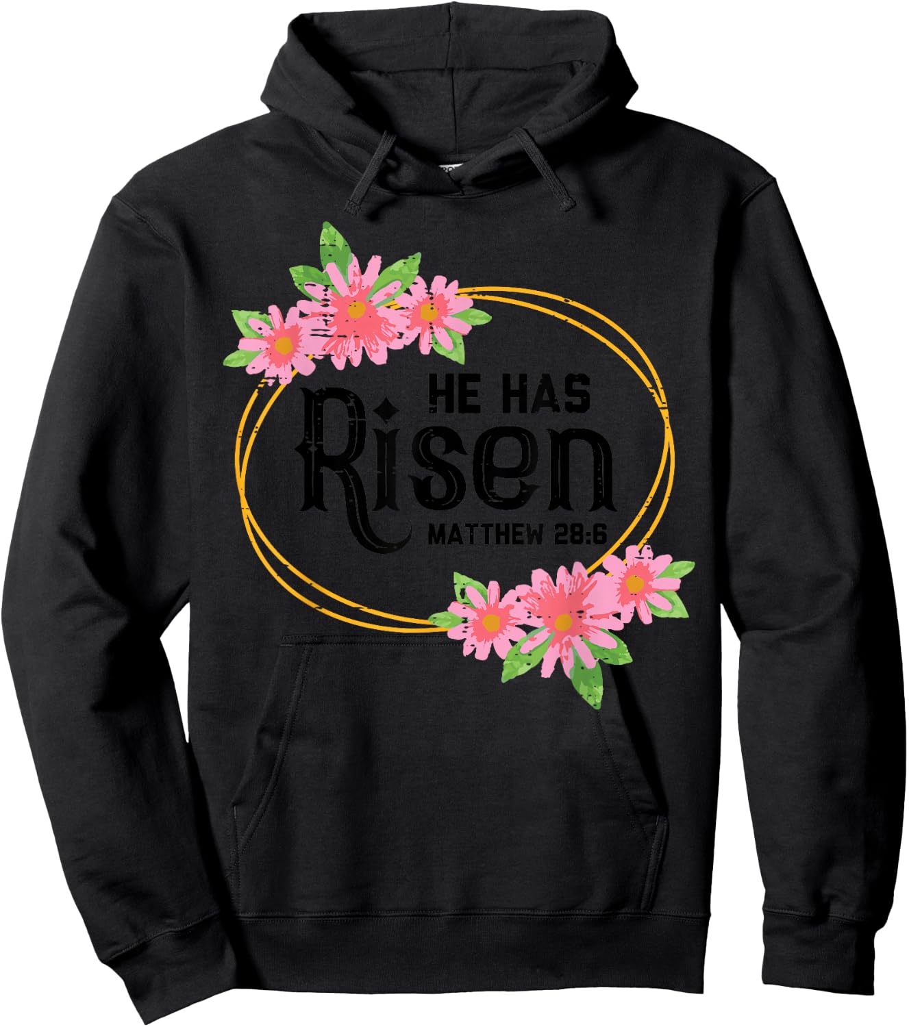 He Has Risen Matthew 28:6 Easter Jesus Resurrection Bible Hoodie - Hoodie | Black