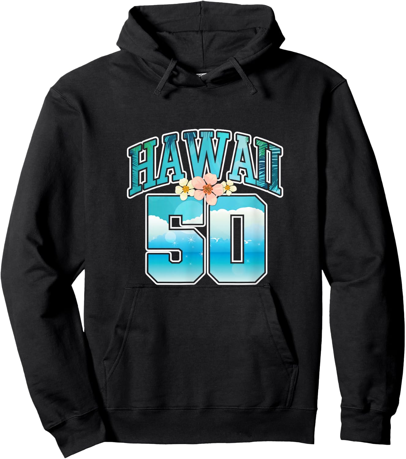 Hawaii 50 50th Birthday Hawaiian Aloha Beach Hibiscus Hoodie - Hoodie | Black