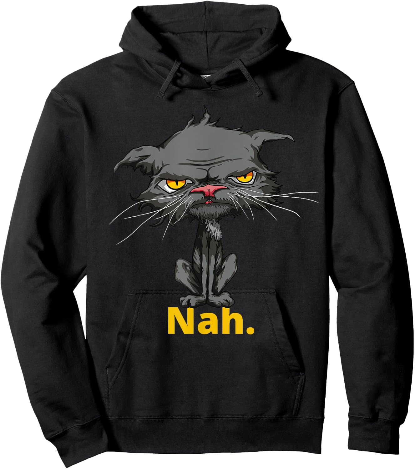 Cat Nah Funny Bored Cat Yellow Eyes Cat Lovers Kitten Women Girls Kids Hoodie - Hoodie | Black