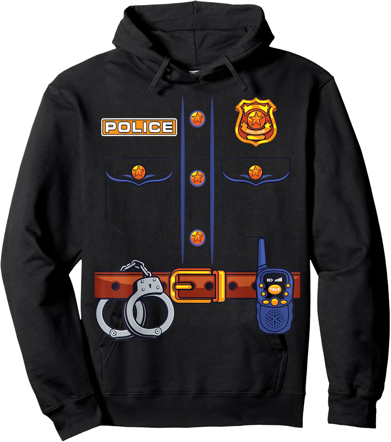 Police Officer Costume Halloween For Kids Uniform Police Hoodie - Hoodie | Black