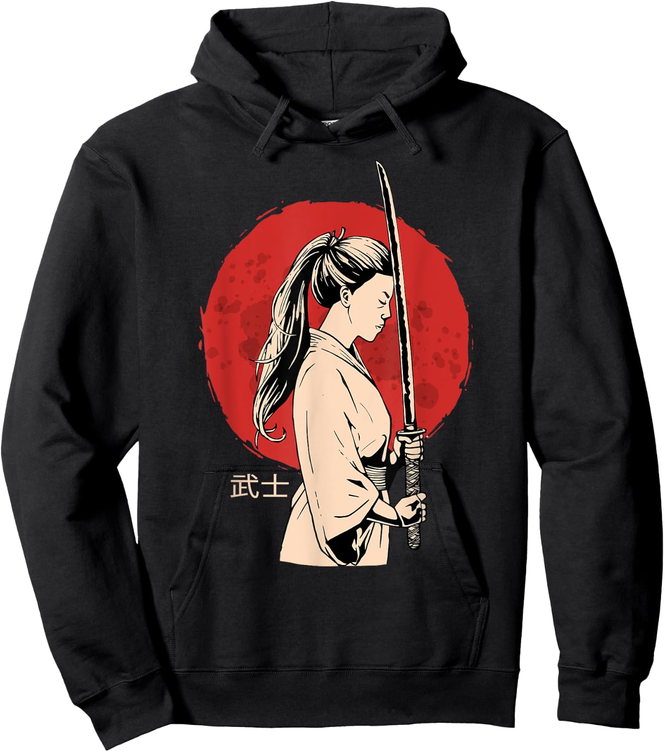 Ancient Japanese Geisha Samurai - Female Samurai - Katana Hoodie - Hoodie | Black
