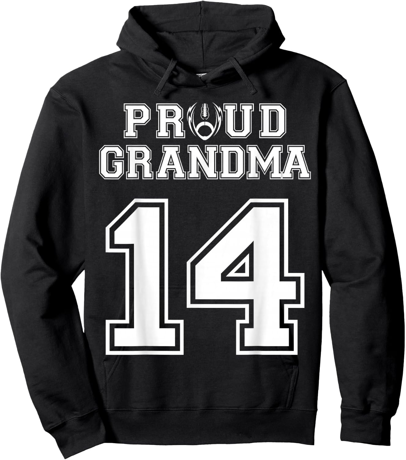 Custom Proud Football Grandma Number 14 Personalized Women Hoodie - Hoodie | Black
