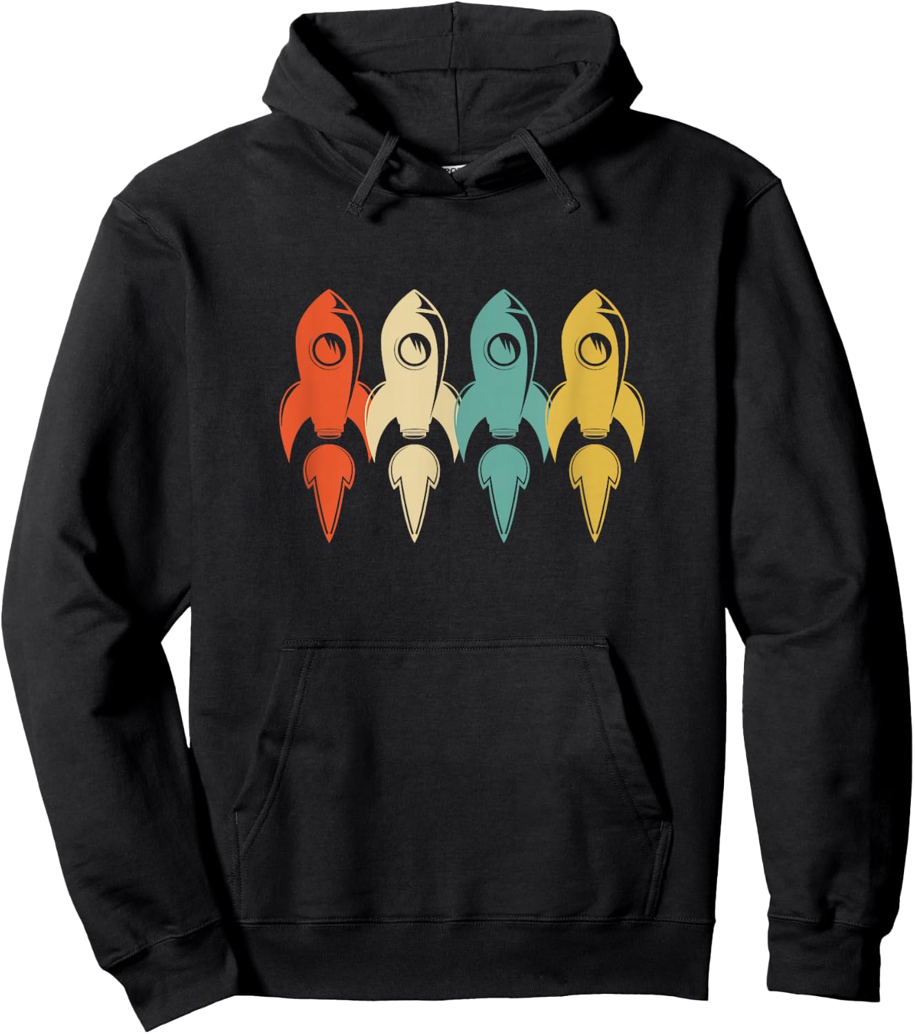 Vintage Retro Art Design Rocket Gift Fun Hoodie - Hoodie | Black