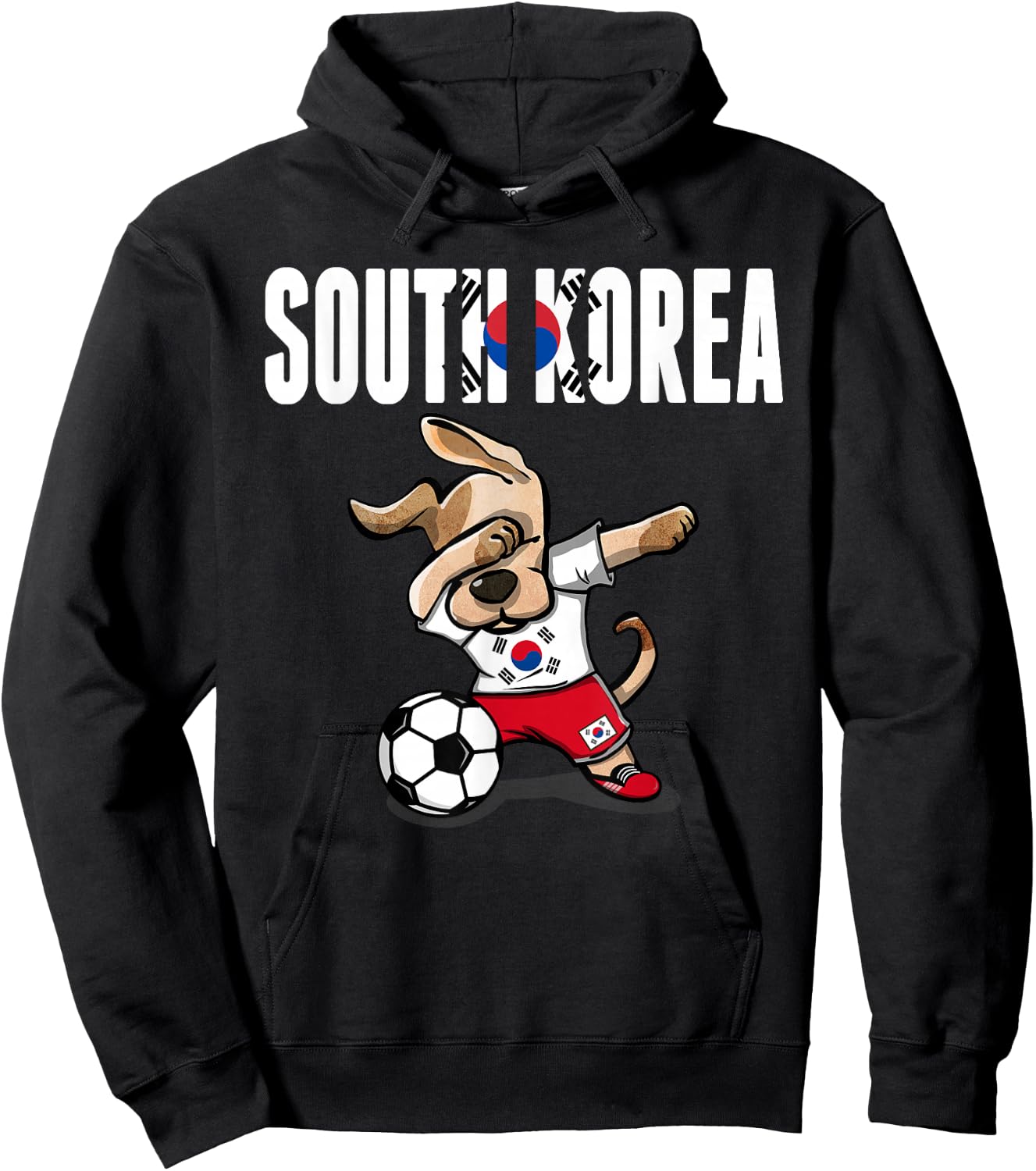 Dabbing Dog South Korea Soccer Fans Jersey Korean Football Hoodie - Hoodie | Black