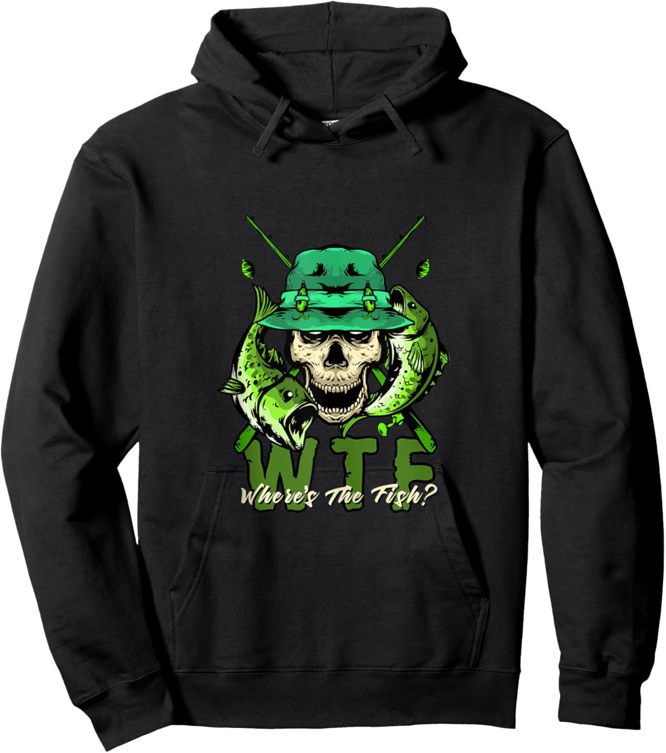WTF Where's the Fish? - Funny Fishing Hoodie - Hoodie | Black
