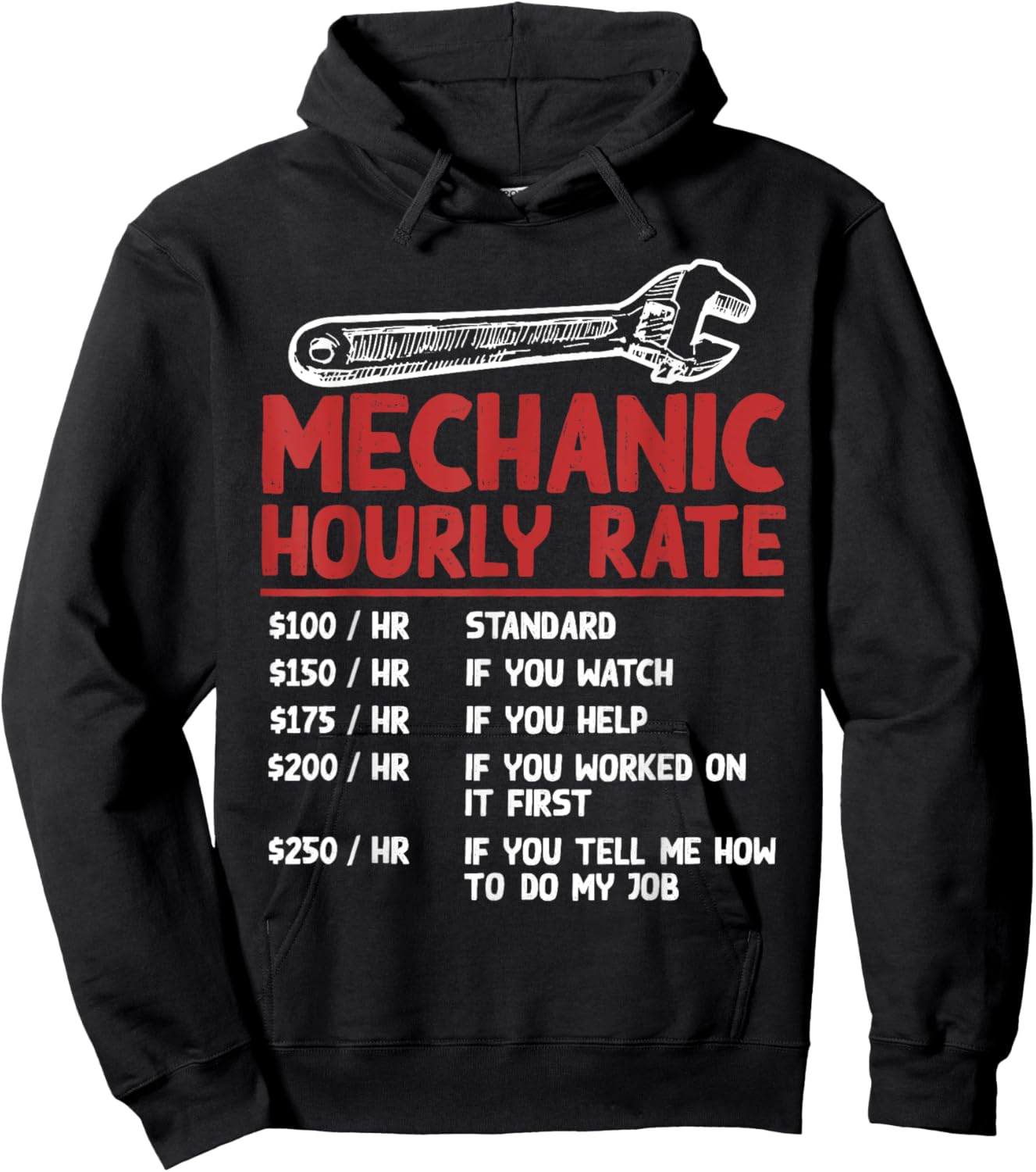Mechanic Hourly Rate Funny Car Motorcycle Labor Gift Hoodie - Hoodie | Black