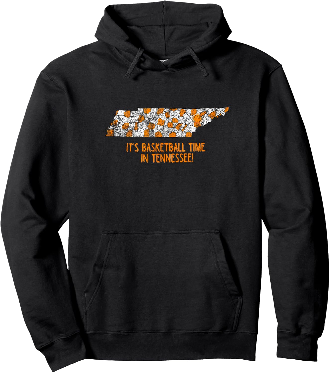 Tennessee State Flag Home Shirt Co. Its Basketball Time In Tennessee Tennessee Hoops Fan Gift Hoodie - Hoodie | Black