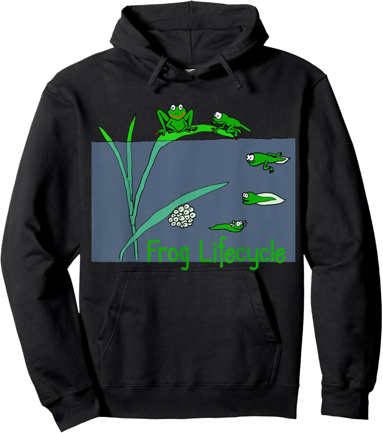 Frog Tadpole Lifecycle Frogs For Kids Cute Green Frog Hoodie - Hoodie | Black