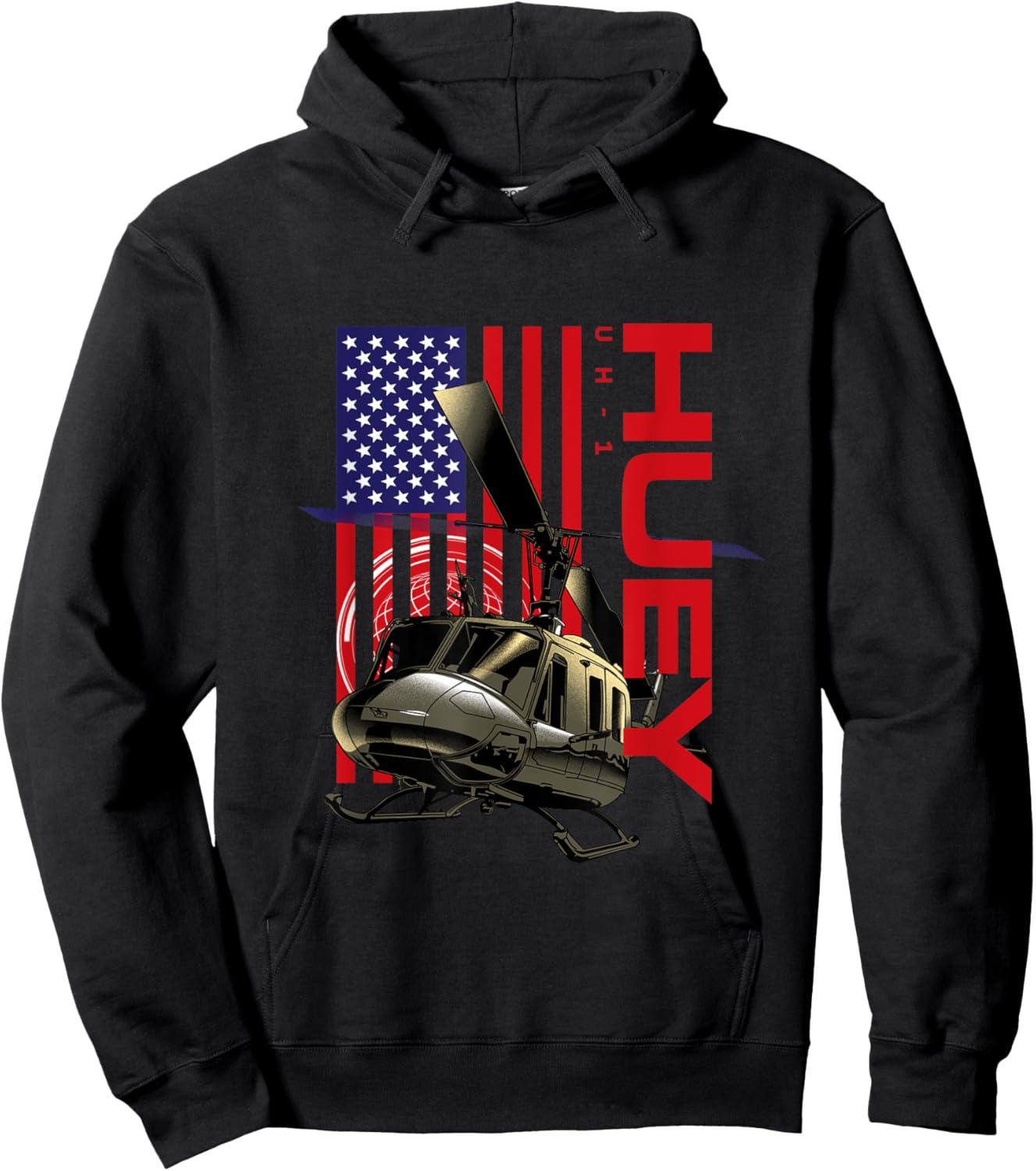 The Warbird Collection Huey Military Helicopter - Men's Black Classic Fit Short Sleeve Hoodie - Hoodie | Black