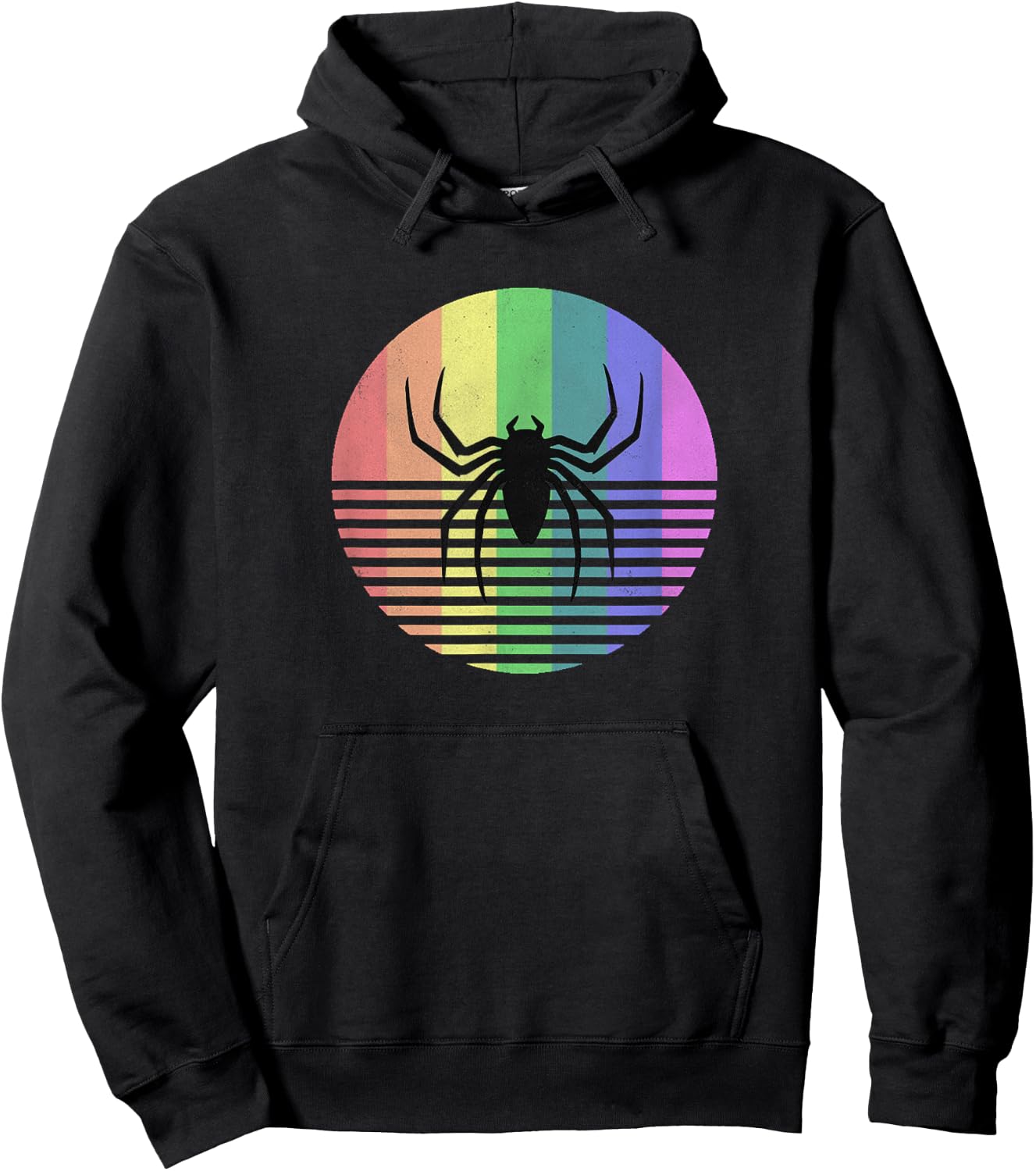 Retro Spider Gay Pride Rainbow Flag Vintage Gift Distressed Hoodie - Hoodie | Black