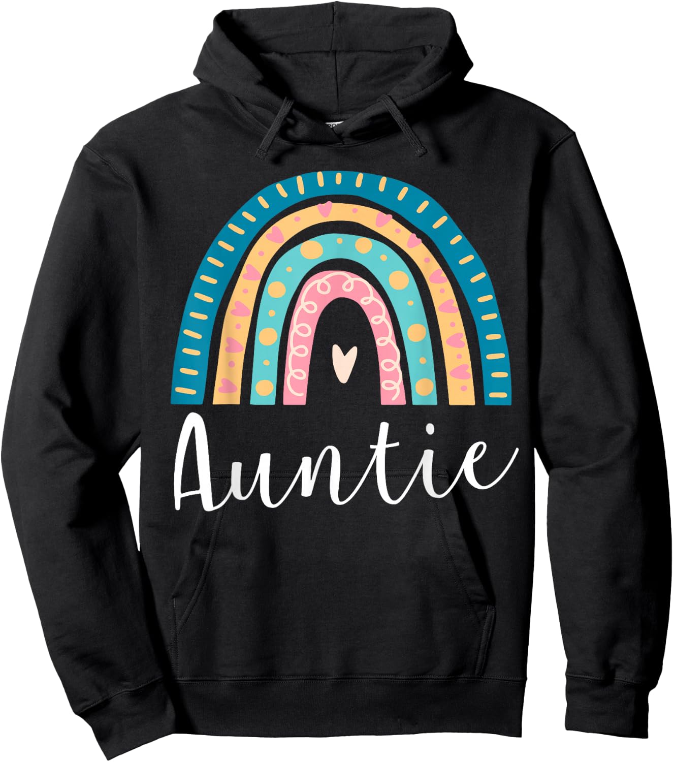 Auntie Rainbow Gifts Family Matching Birthday Hoodie - Hoodie | Black