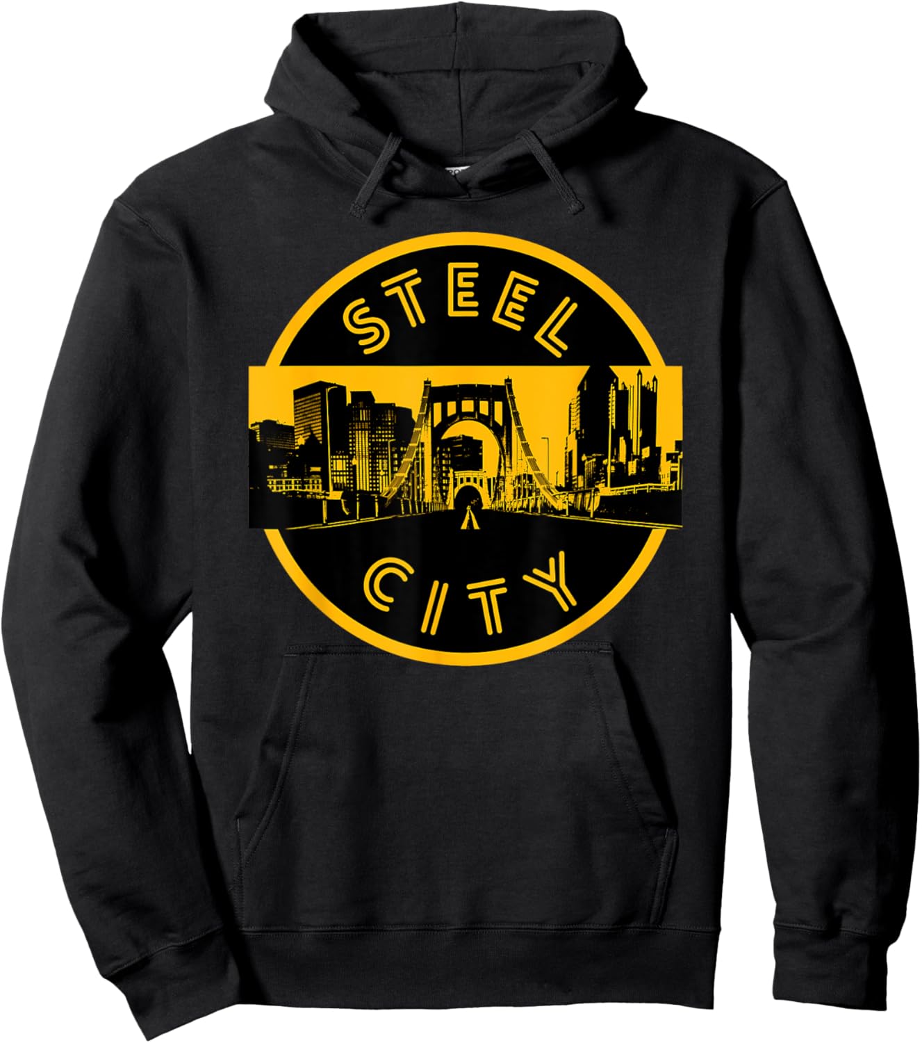 Pittsburgh Steel City Retro Skyline Bridge Pride Hoodie - Hoodie | Black