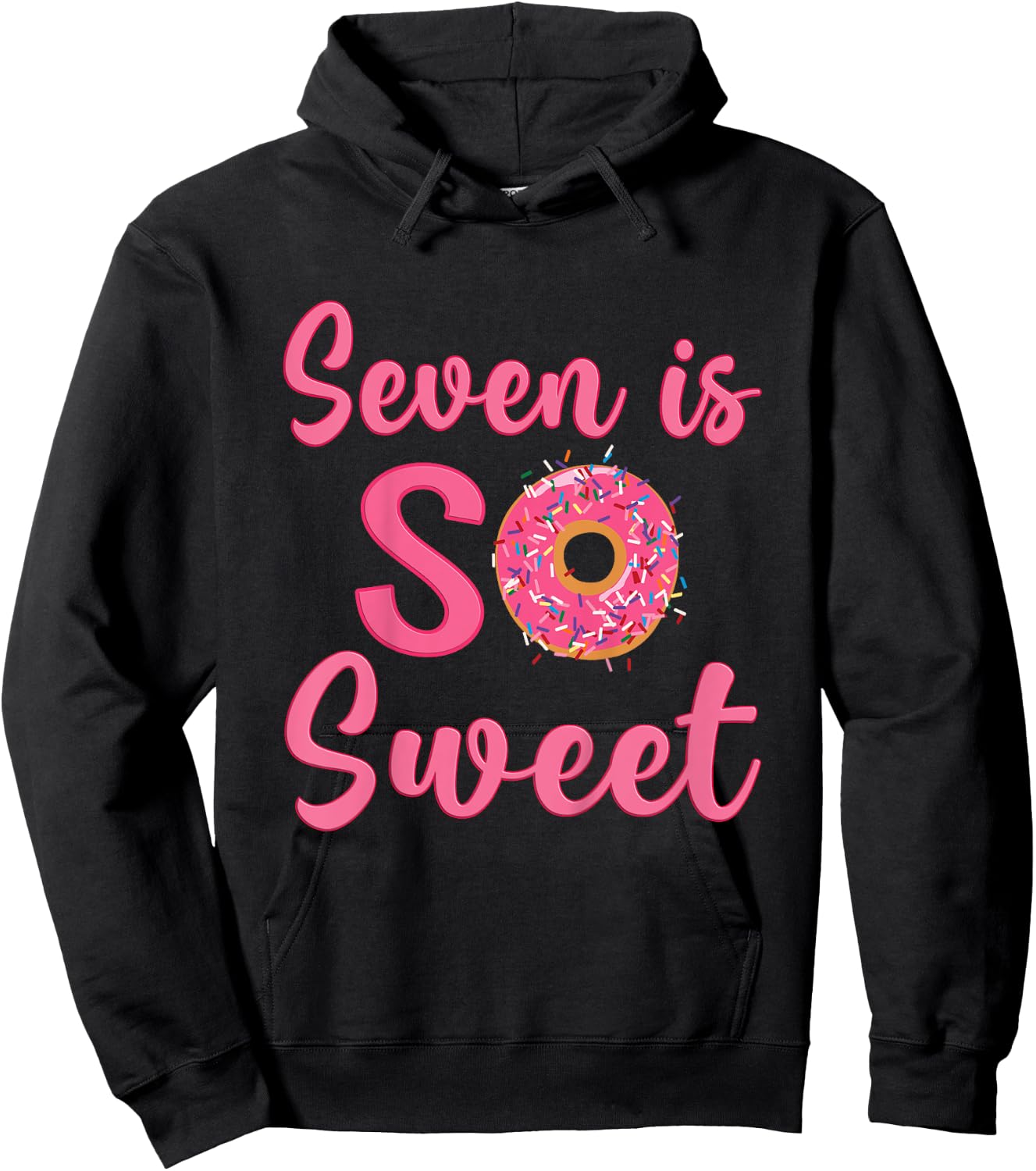 7th Donut Birthday Party Seven Year Old Sweet Girl Hoodie - Hoodie | Black