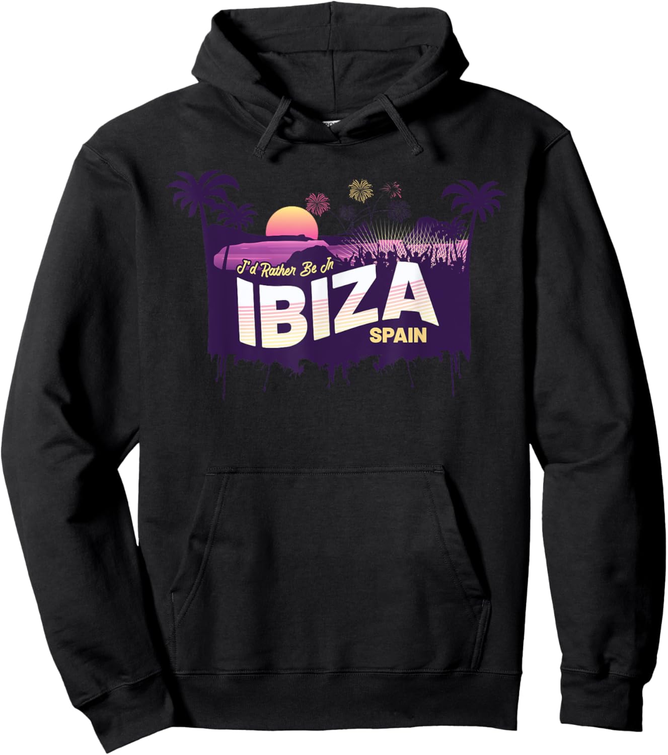 I'd Rather Be in Ibiza Vintage Spain Souvenir Hoodie - Hoodie | Black