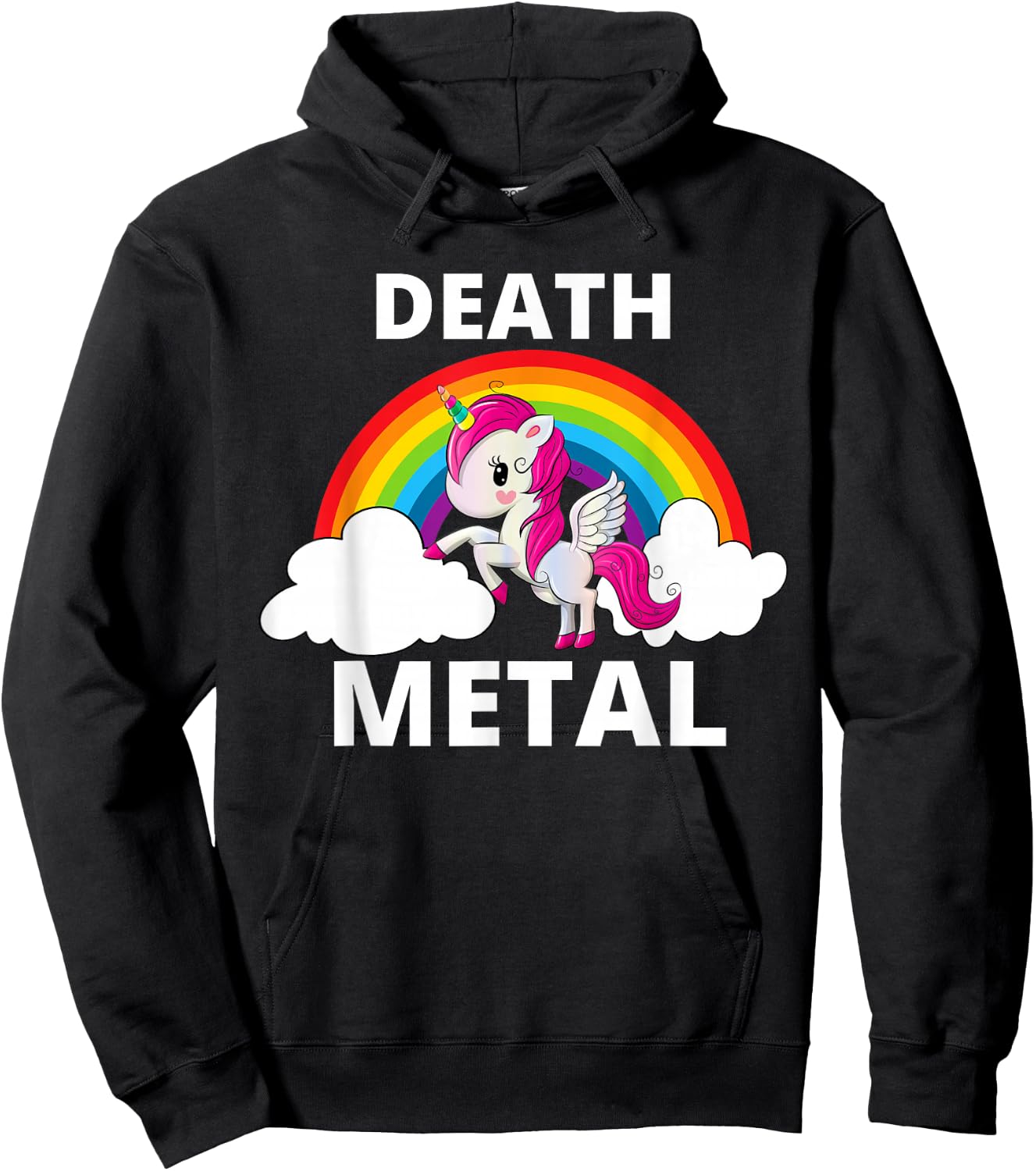 Death Metal Unicorn Rainbow Heavy Metal Hoodie - Hoodie | Black