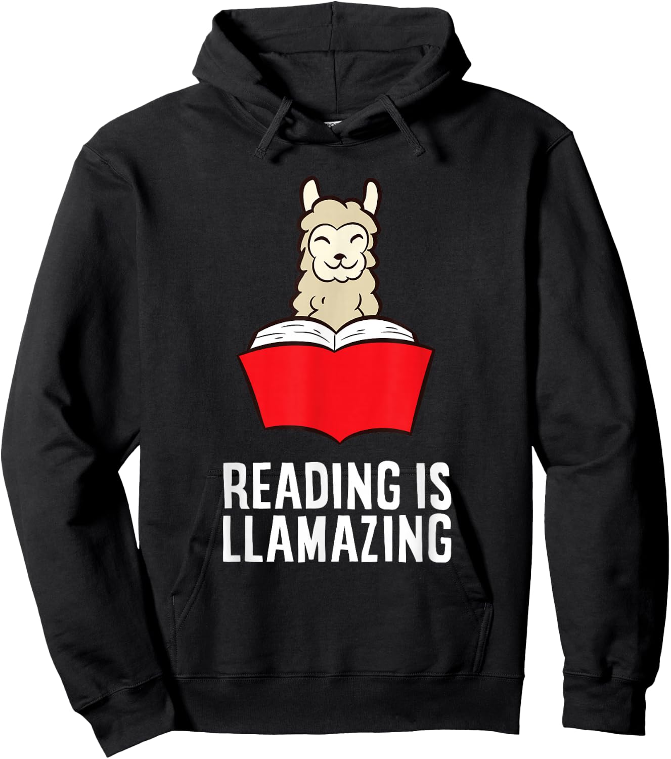 Funny Llama Lover Reading Is Llamazing Bookworm Llama Hoodie - Hoodie | Black