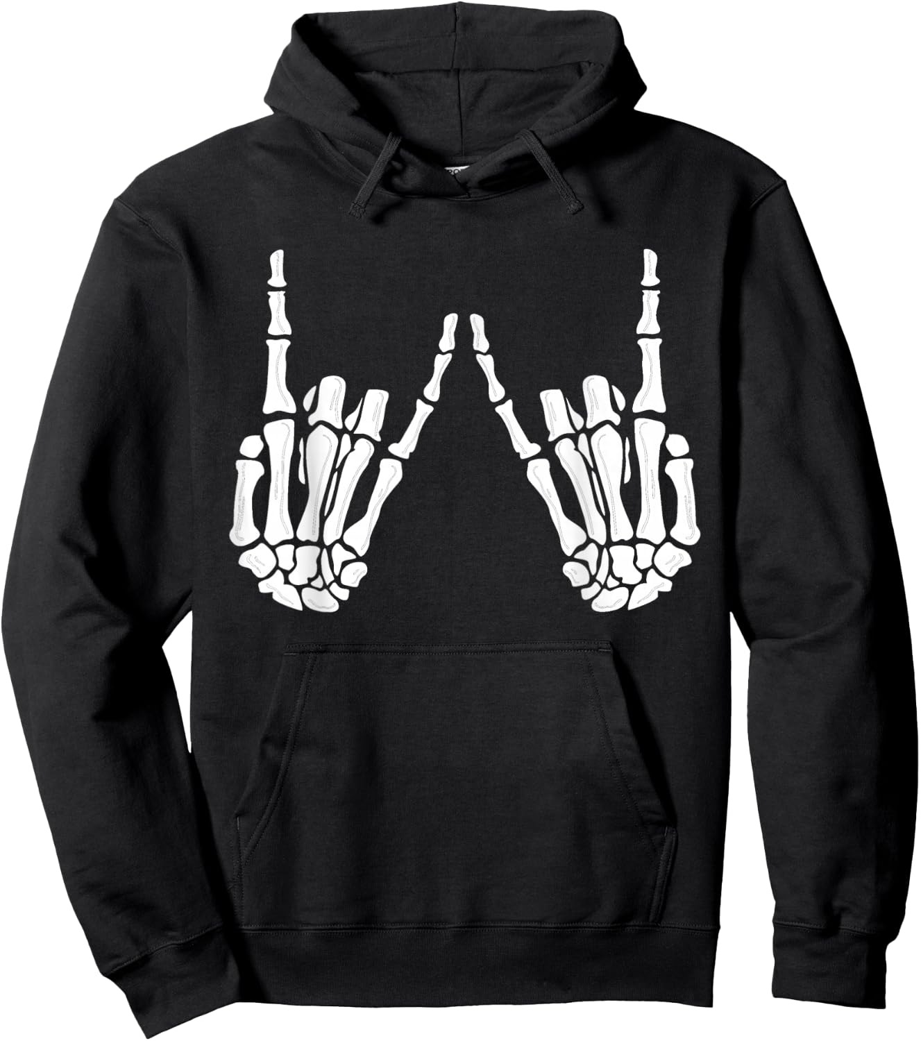 Skeleton Hands Gothic Rocker Hands Halloween Rock Music Hoodie - Hoodie | Black