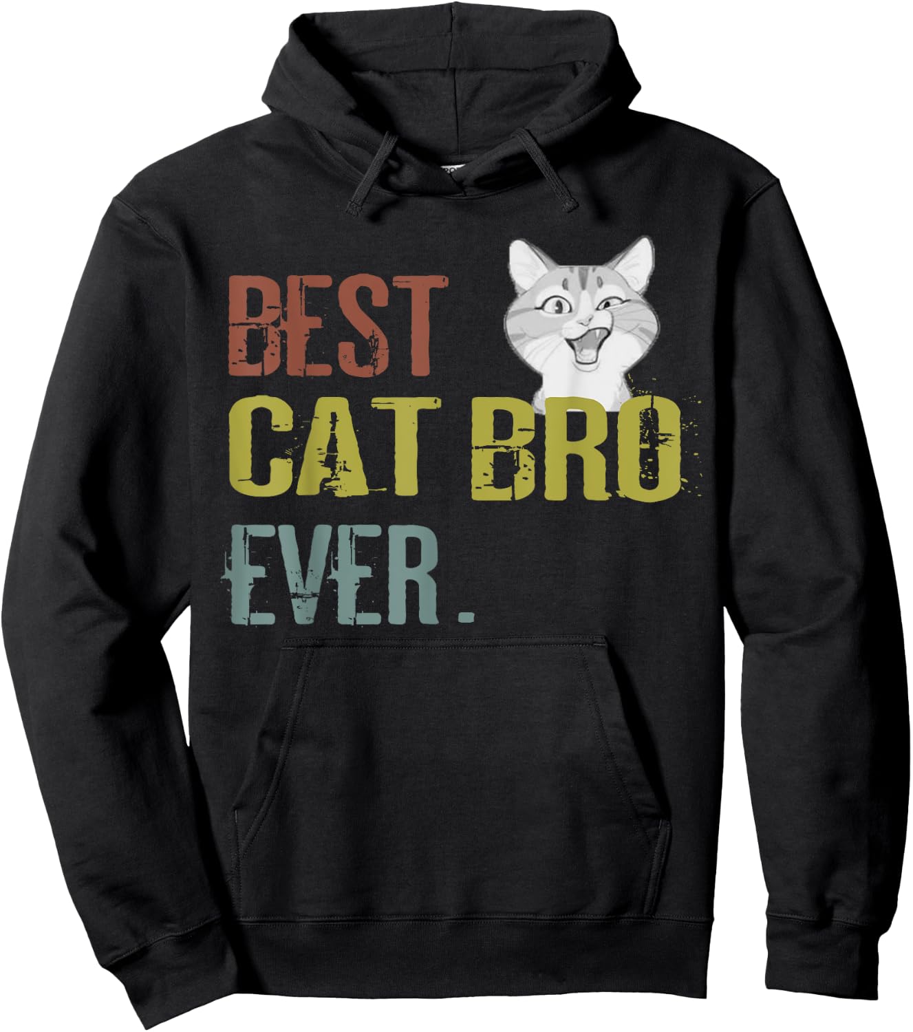 Vintage Best Cat bro Ever brother birthday Shirt Men Women Kids Hoodie - Hoodie | Black