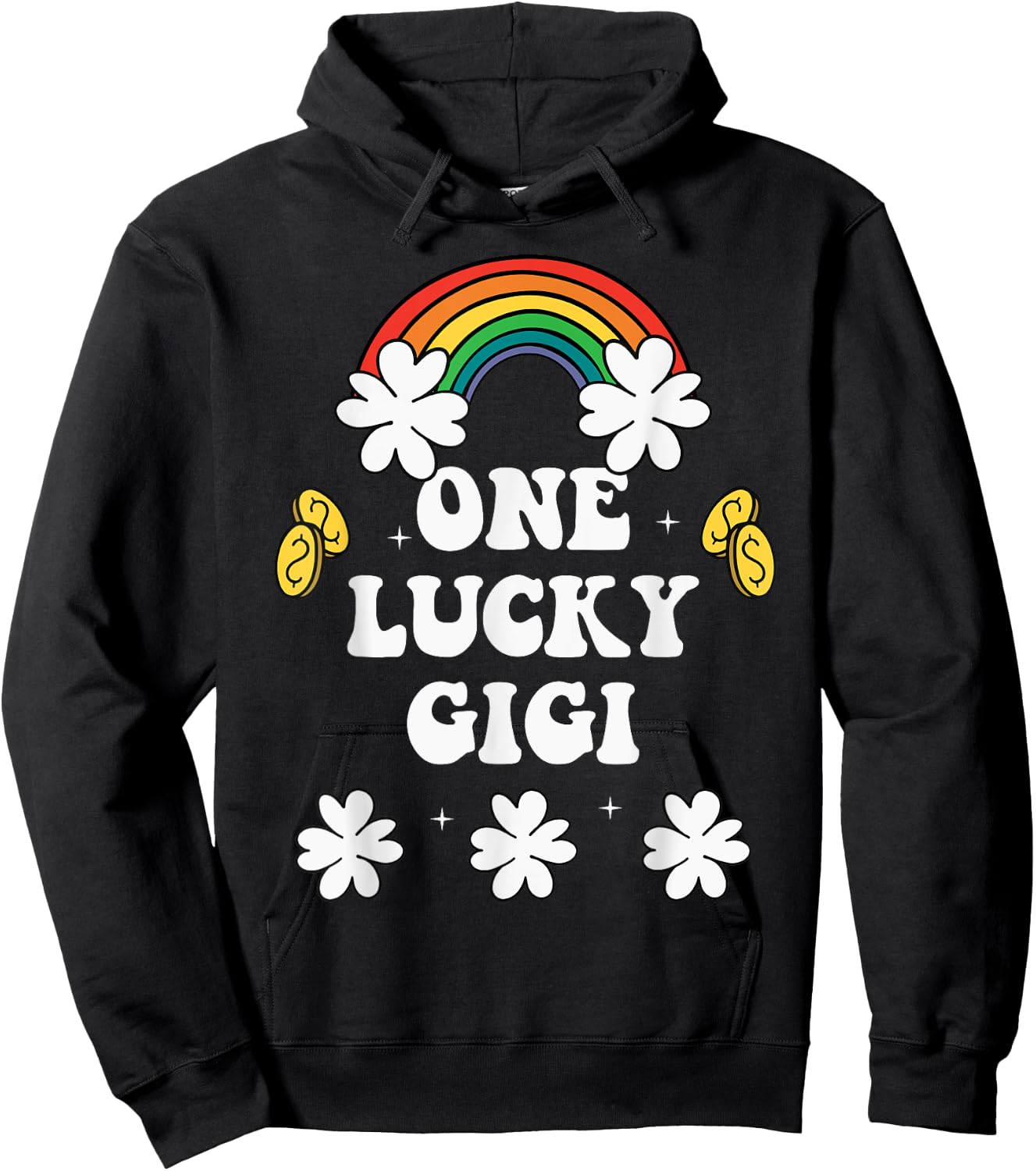 One Lucky Gigi Funny St Patricks Day Lucky Irish shamrock Hoodie - Hoodie | Black