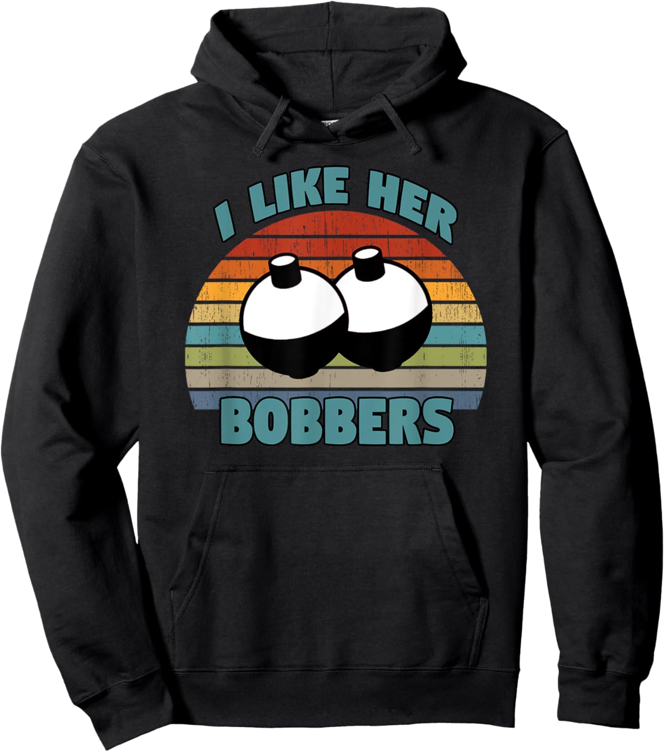 Funny Fishing Couples Gifts - Retro I Like Her Bobbers Hoodie - Hoodie | Black