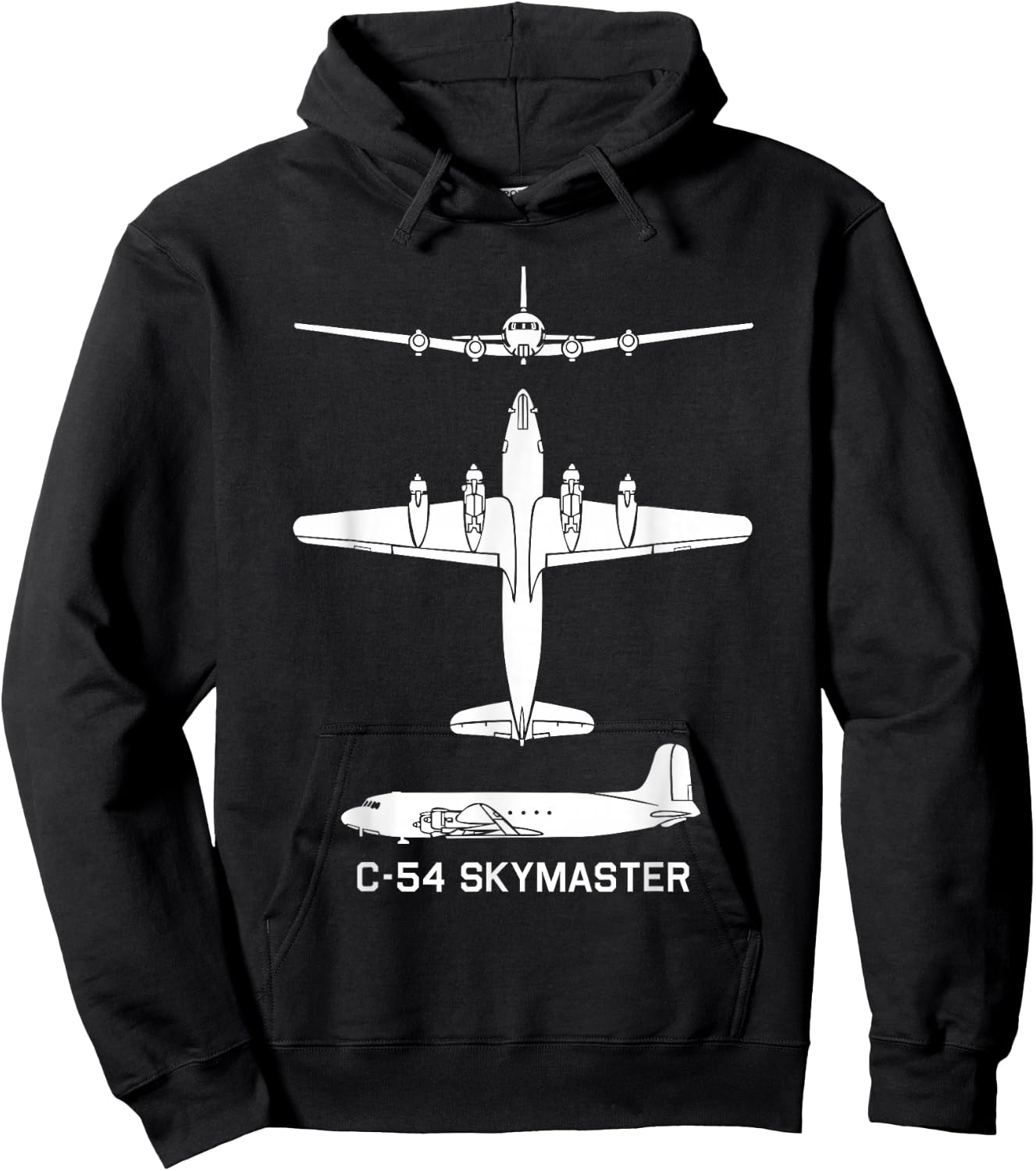 C-54 Skymaster American WW2 Transport Plane Silhouettes Hoodie - Hoodie | Black