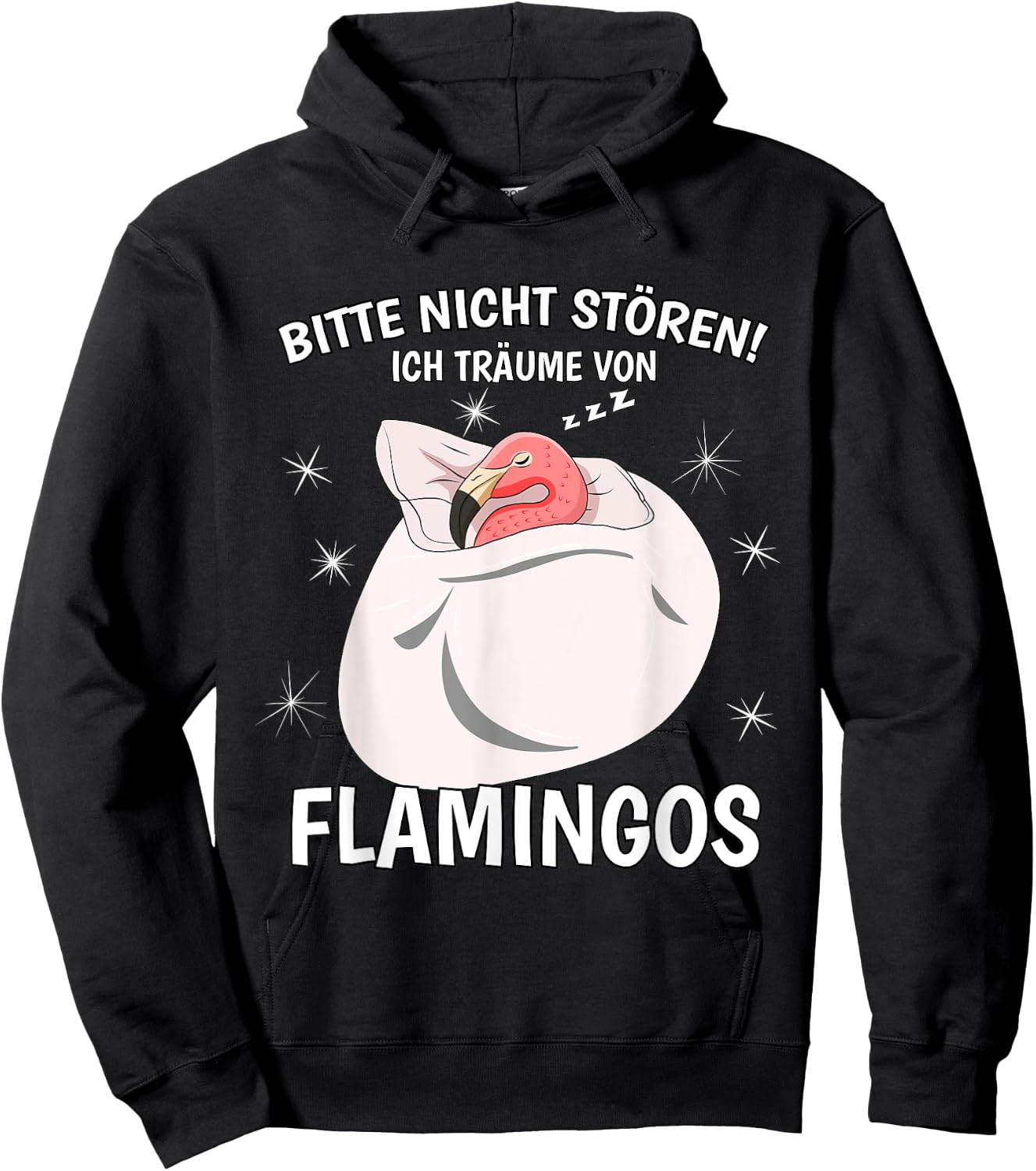 Ich Träume Von Flamingos Sleep Shirt Nightdress Flamingo Hoodie - Hoodie | Black