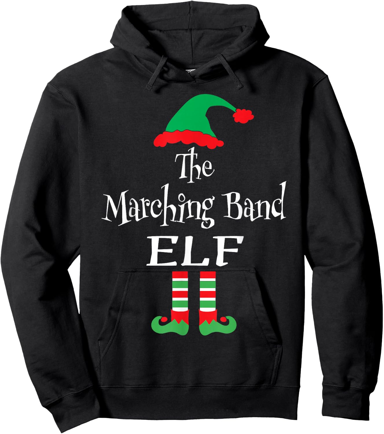Funny Christmas The Marching Band Elf Shirt Teens Kids Gift Hoodie - Hoodie | Black
