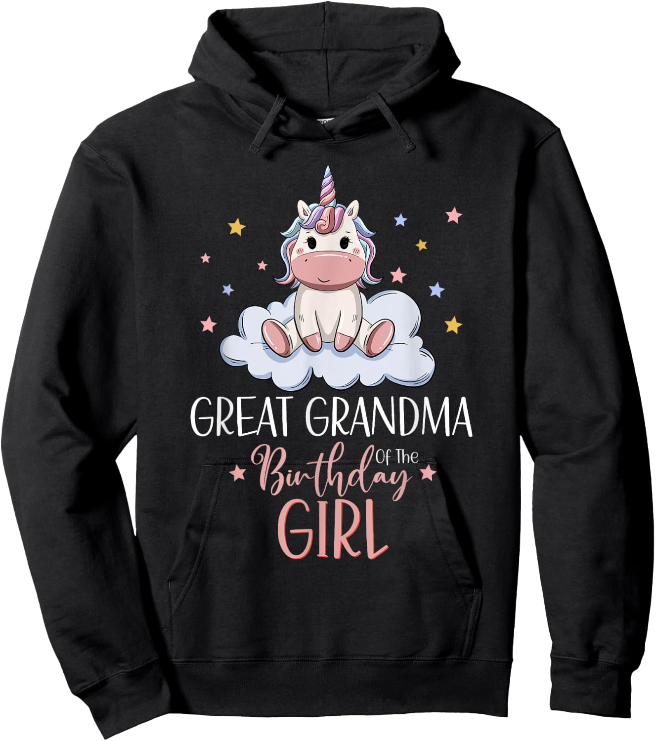 Unicorn Great Grandma Of The Birthday Girl Matching Family Hoodie - Hoodie | Black
