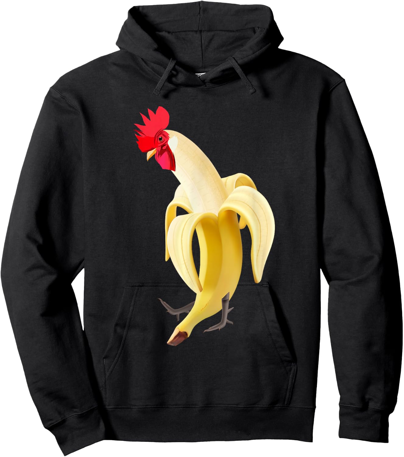 Funny Rooster Cockerel Chicken in Banana Hoodie - Hoodie | Black