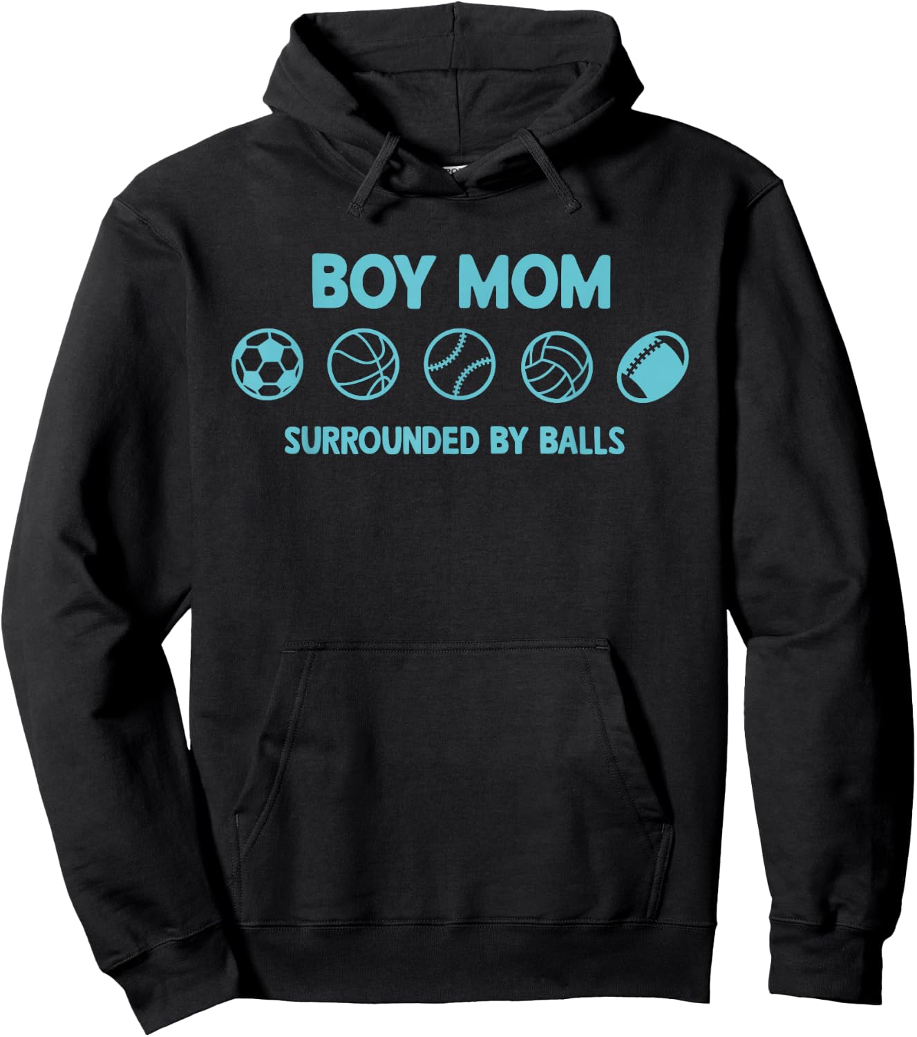 Boy Mom Surrounded By Balls Hoodie - Hoodie | Black