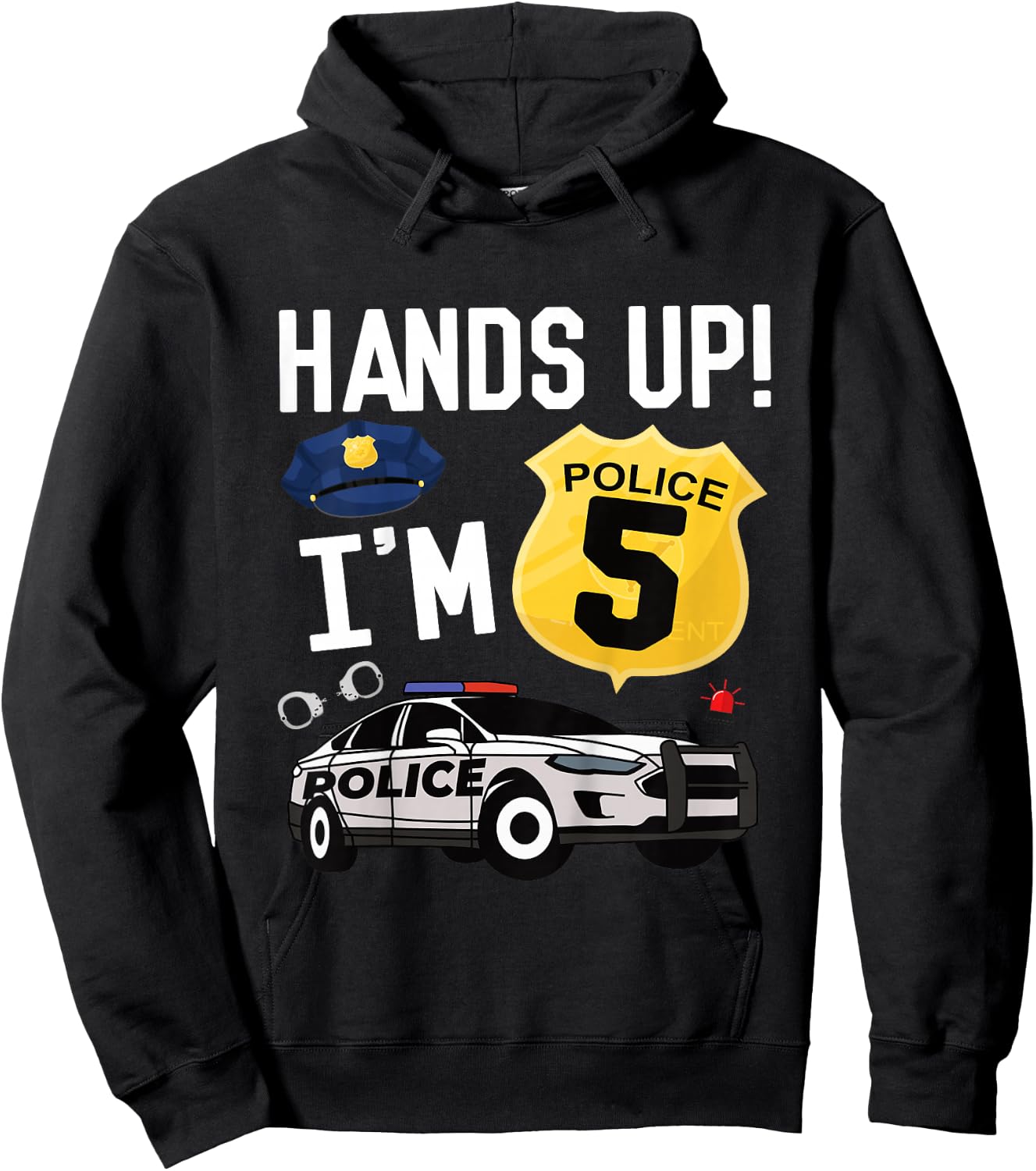 Kids 5th Birthday Policeman Boy Five Year Old Police Officer Hoodie - Hoodie | Black