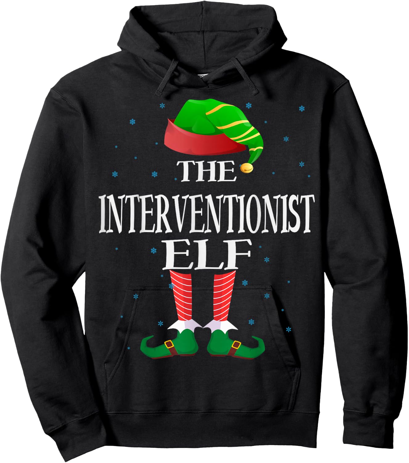 Interventionist Elf Funny Matching Pajama Group Christmas Hoodie - Hoodie | Black