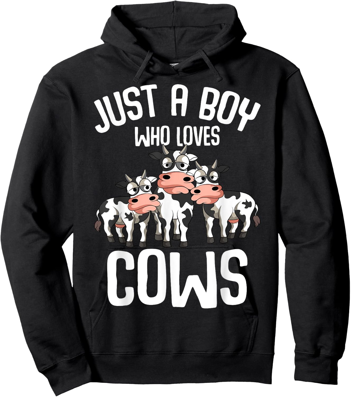 Just A Boy Who Loves Cows Farmers Cow Kids Toddler Boys Hoodie - Hoodie | Black