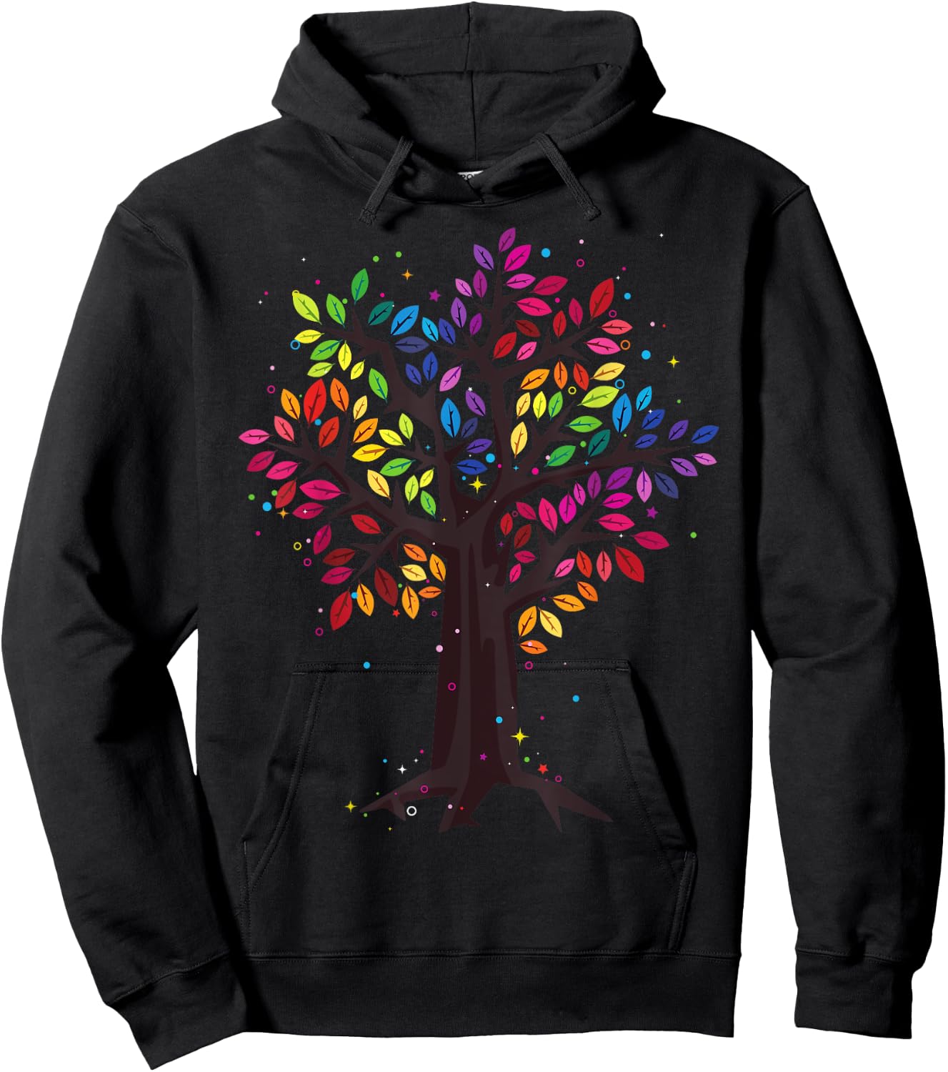 Rainbow Tree, Tree of Life, Colorful Leaf Rainbow Leaf Hoodie - Hoodie | Black