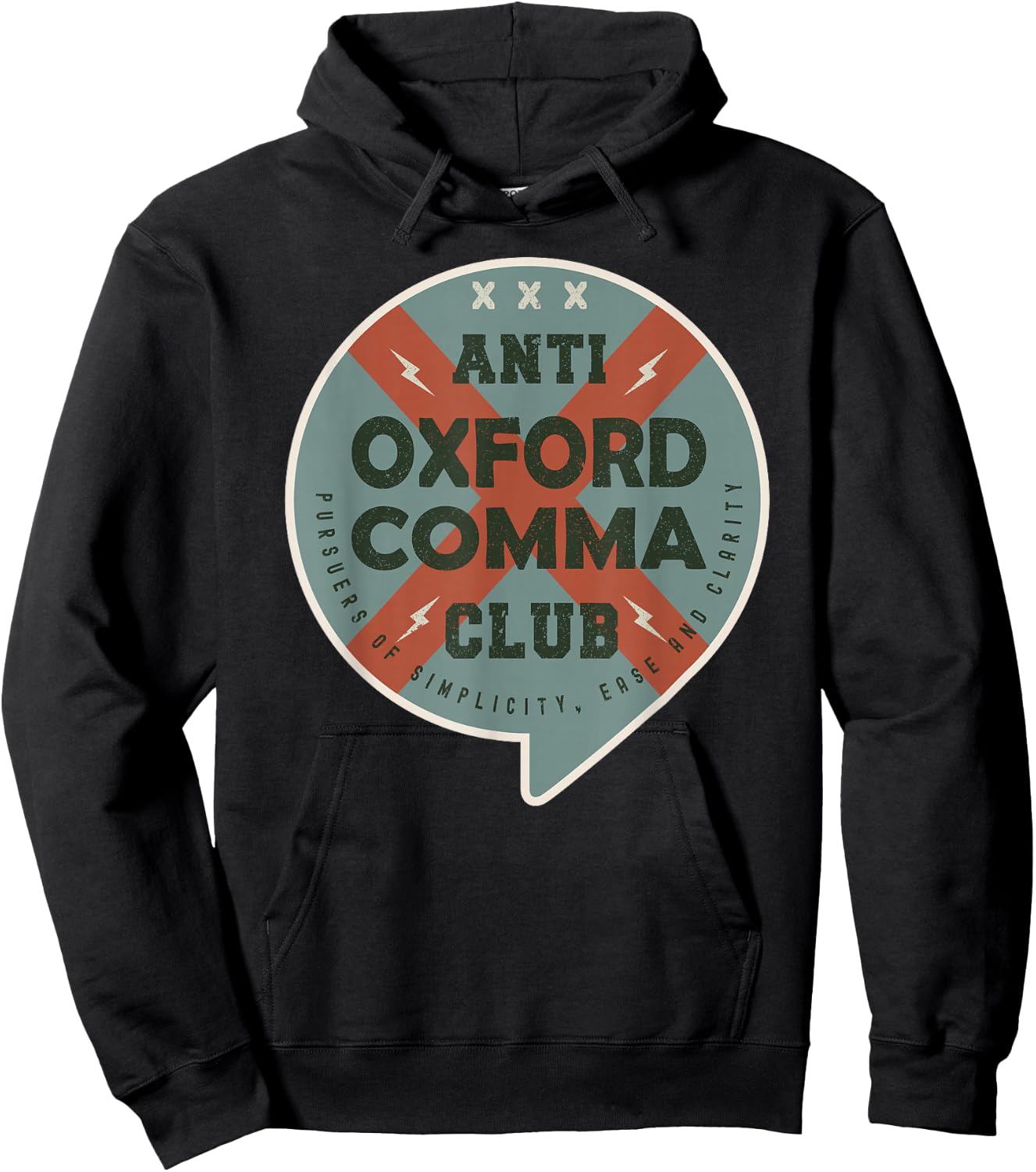 Anti Oxford Comma Club Vintage Anti Oxford Comma League Hoodie - Hoodie | Black