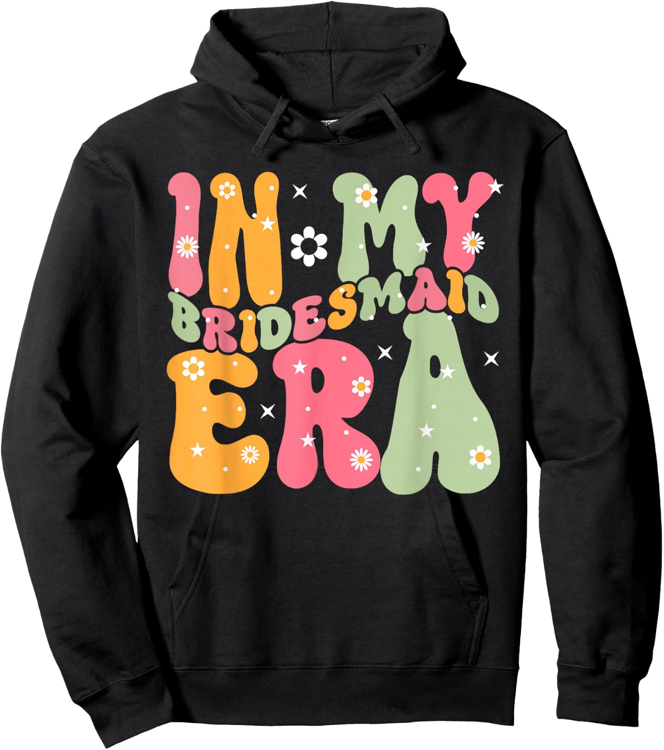 Maid of Honor in My Bridesmaid Era Groovy Bachelorette Hoodie - Hoodie | Black