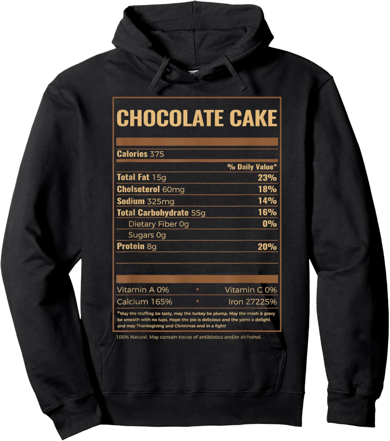 Chocolate Cake Nutrition Facts Hoodie - Hoodie | Black
