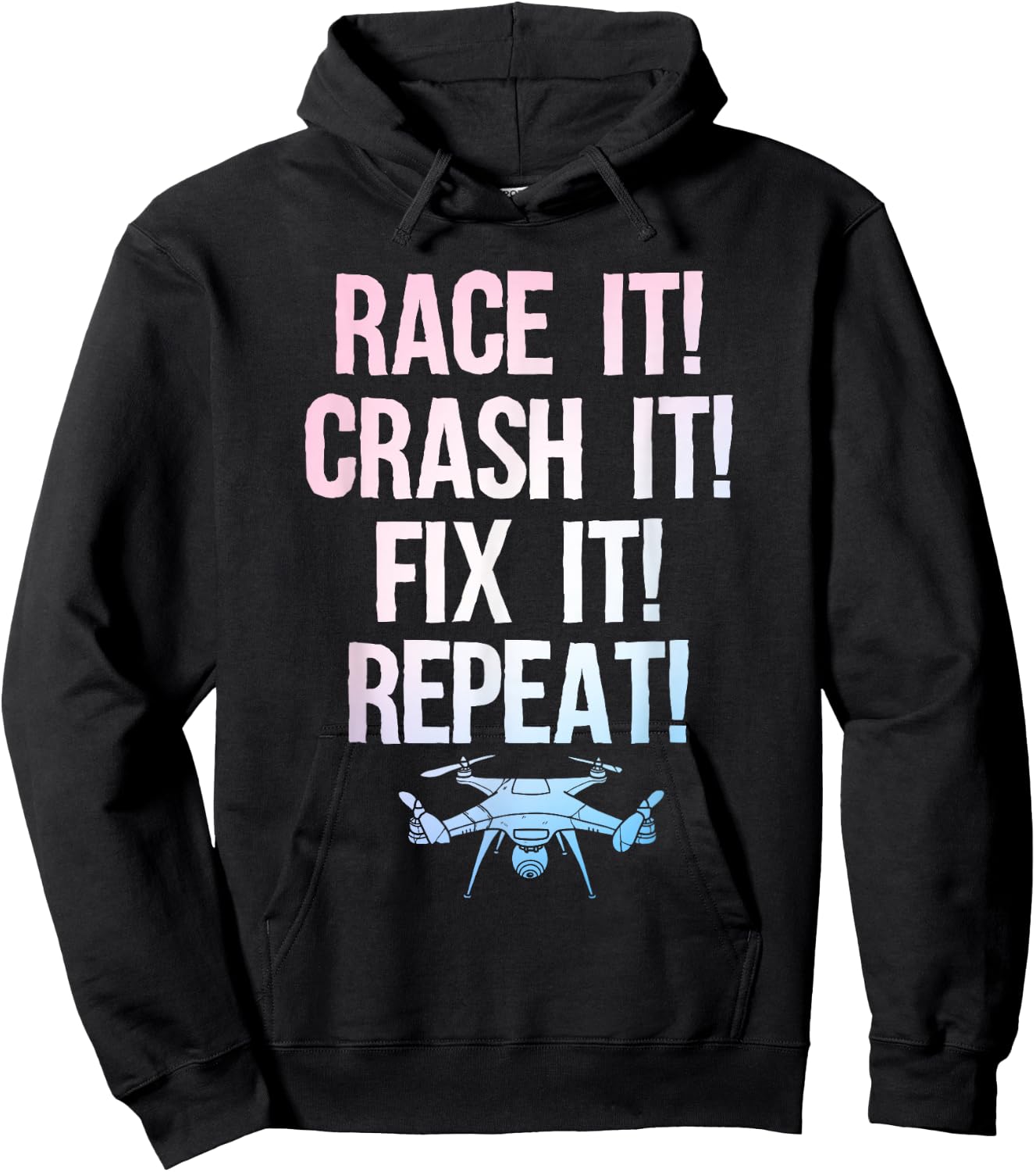 Funny Drone Art Women Boys Drone Racing Drone Pilot Hoodie - Hoodie | Black