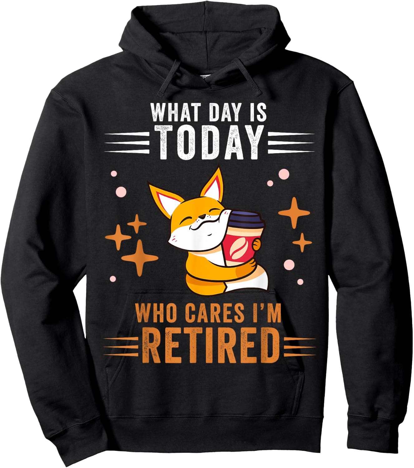 What Day Is Today Who Cares I'm Retired Fox Lover Coffee Hoodie - Hoodie | Black