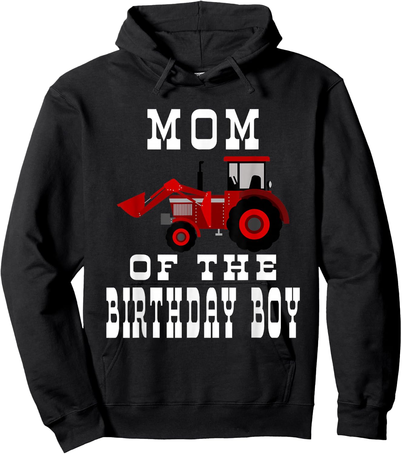 Mom of the Birthday Boy Red Farm Tractor Matching Party Hoodie - Hoodie | Black
