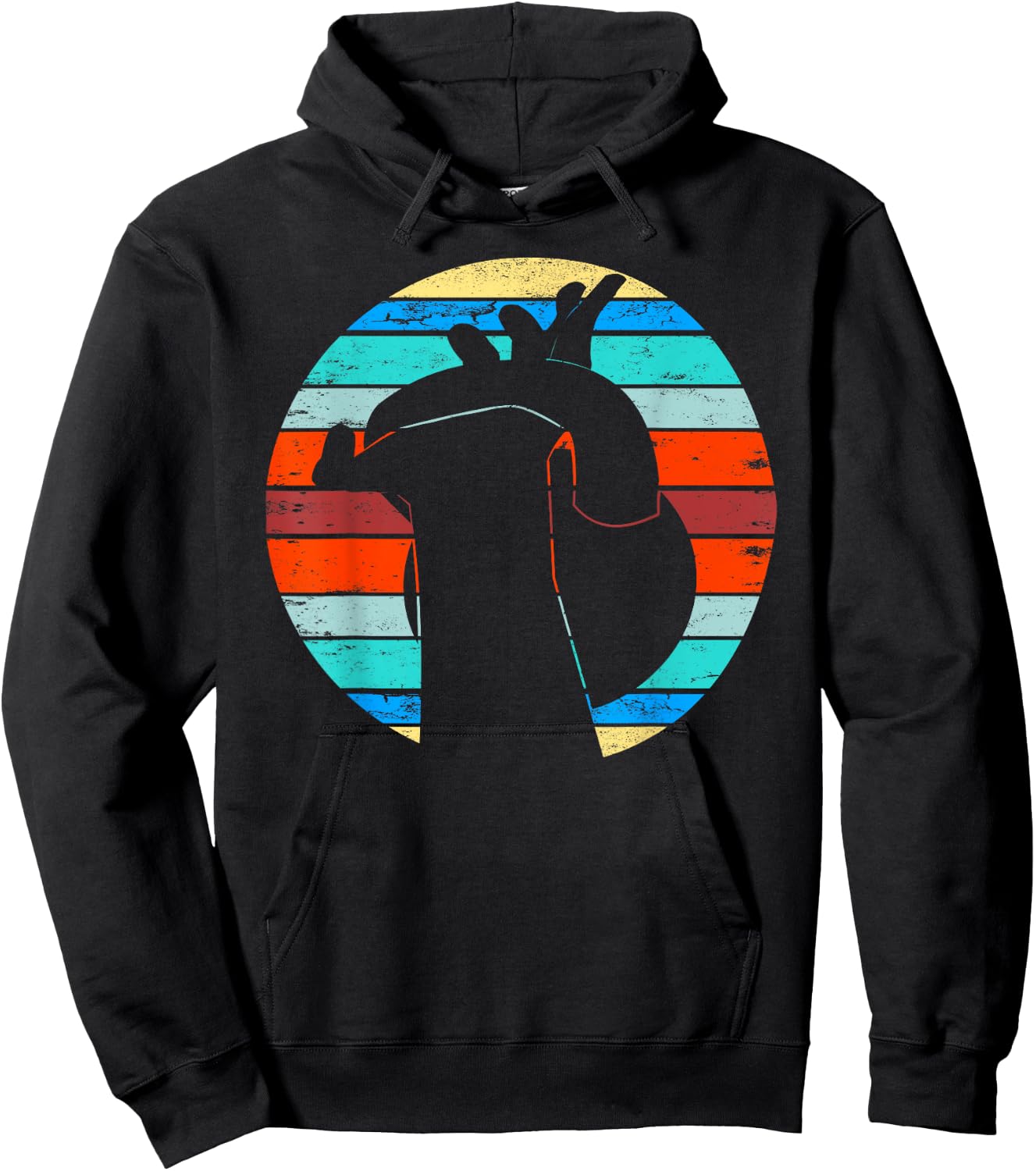Vintage Workout Kettlebell Retro Sunset Gym Fitness Gift Hoodie - Hoodie | Black