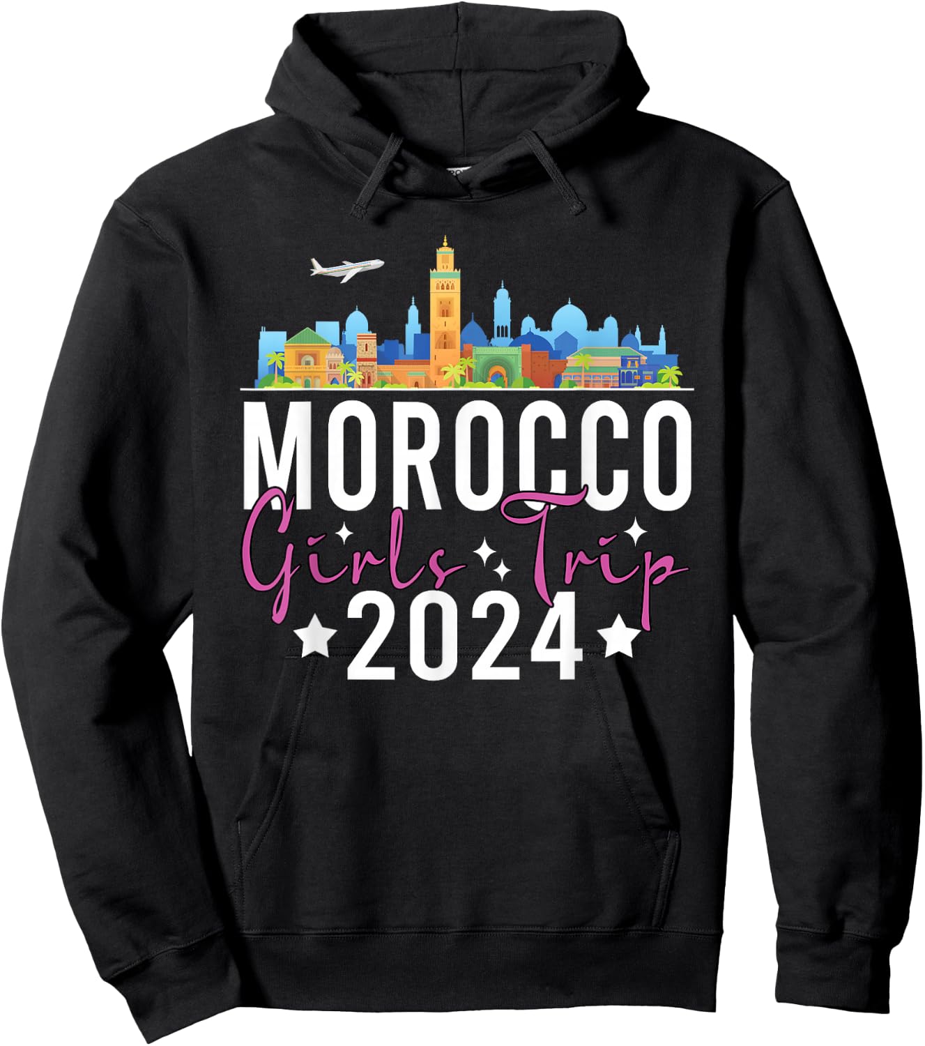 Morocco Girls Trip 2024 Summer Vacation Bachelorette Holiday Hoodie - Hoodie | Black
