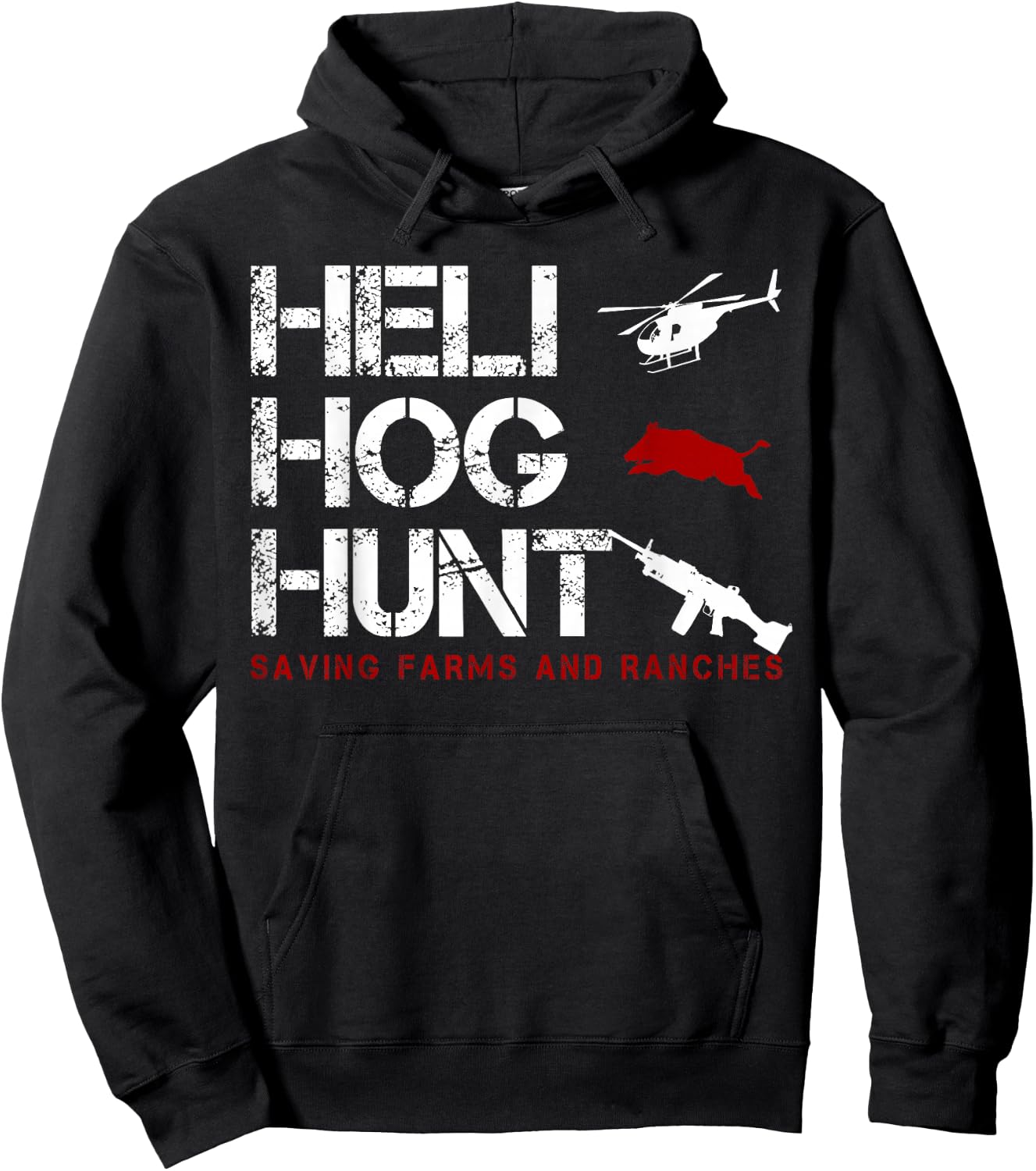 Helicopter Hog Hunting wild Hogs grunt boar Hoodie - Hoodie | Black